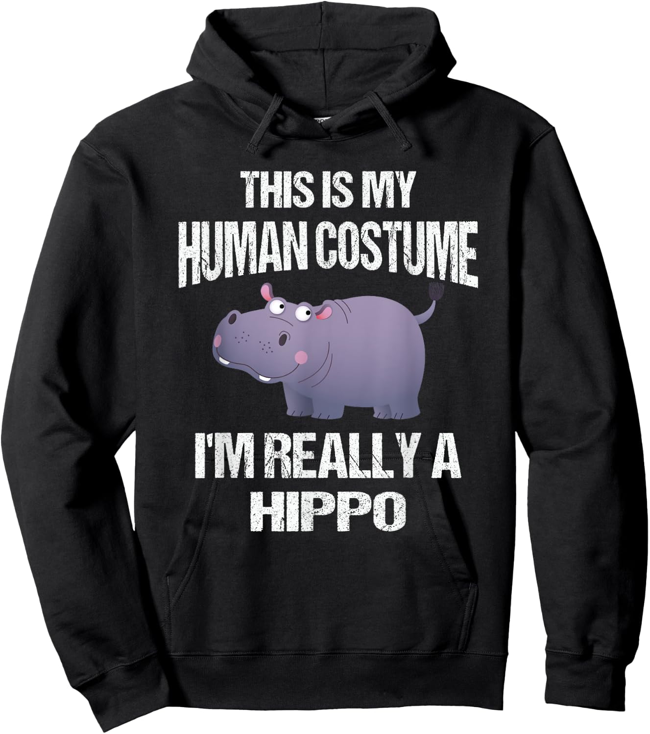 Hippo This Is My Human Costume - Funny Halloween Last Minute Hoodie - Hoodie | Black
