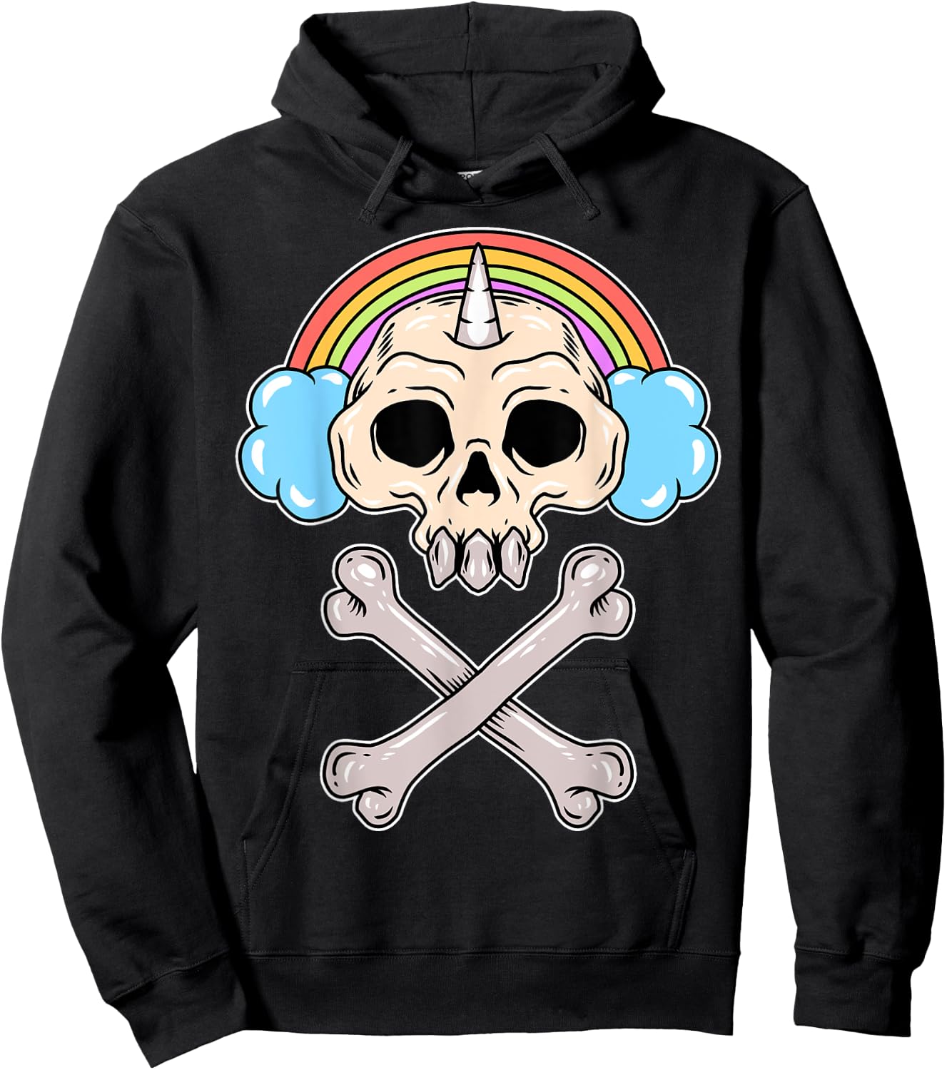 Rainbow Cloud Gamer Girl Gaming Cute Unicorn Skull Hoodie - Hoodie | Black