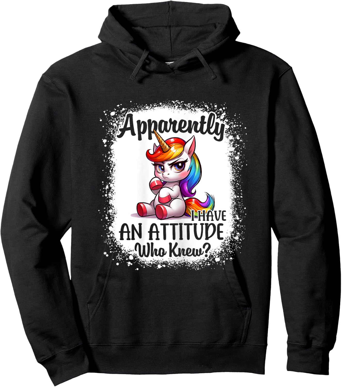 Apparently I Have An Attitude Who Knew Funny Unicorn Girls Hoodie - Hoodie | Black