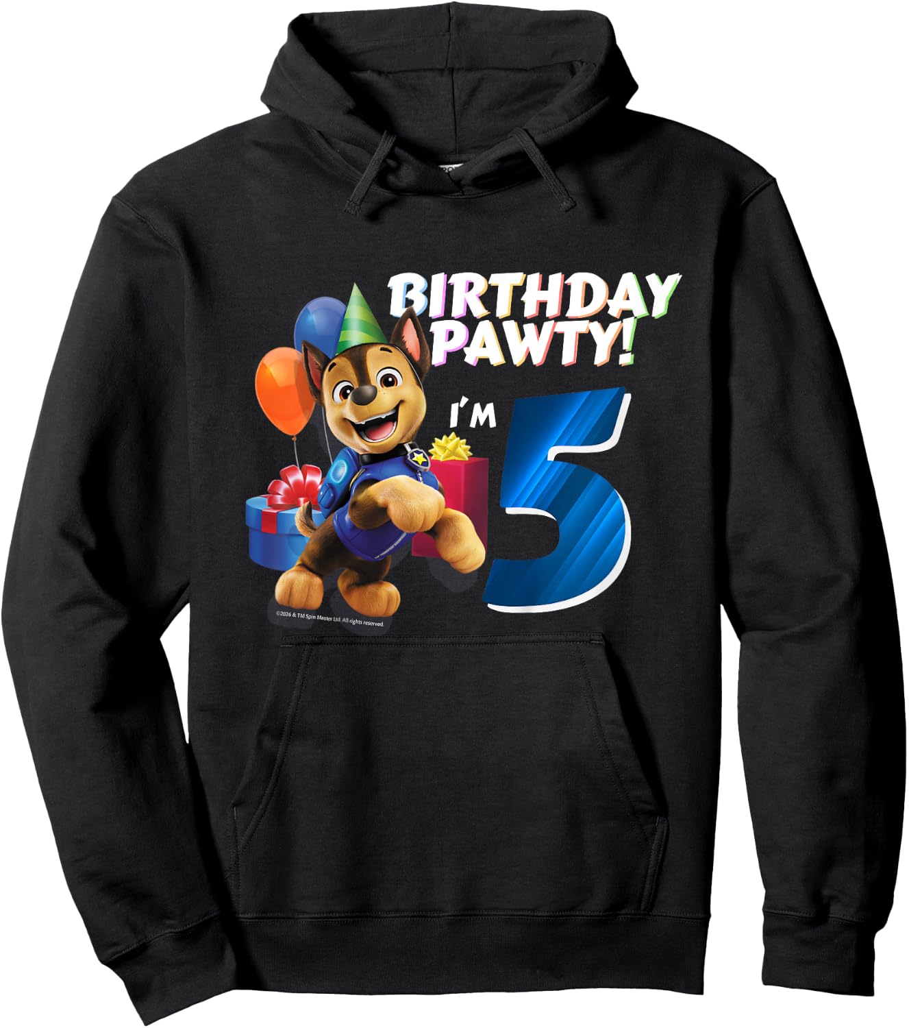 Official Paw Patrol Chase Birthday Party I'm 5 Hoodie - Hoodie | Black