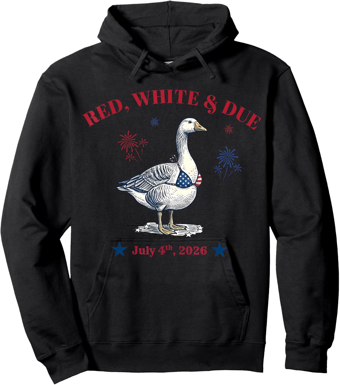 Red White and Due Silly Goose Summer Pregnant 4th of July Hoodie - Hoodie | Black