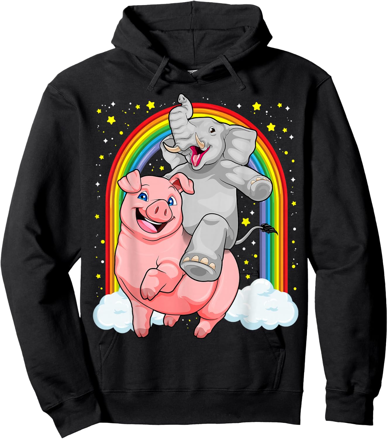 Elephant Riding Pig Funny And Magical Elephant Pig Pun Hoodie - Hoodie | Black