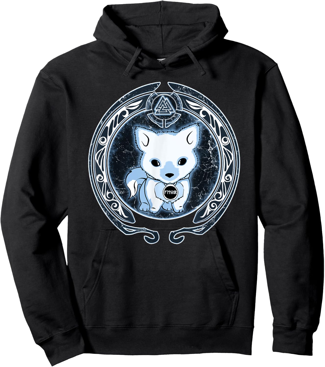 Viking Fenrir Fenris Wolf Pup Valknut Symbol Hoodie - Hoodie | Black