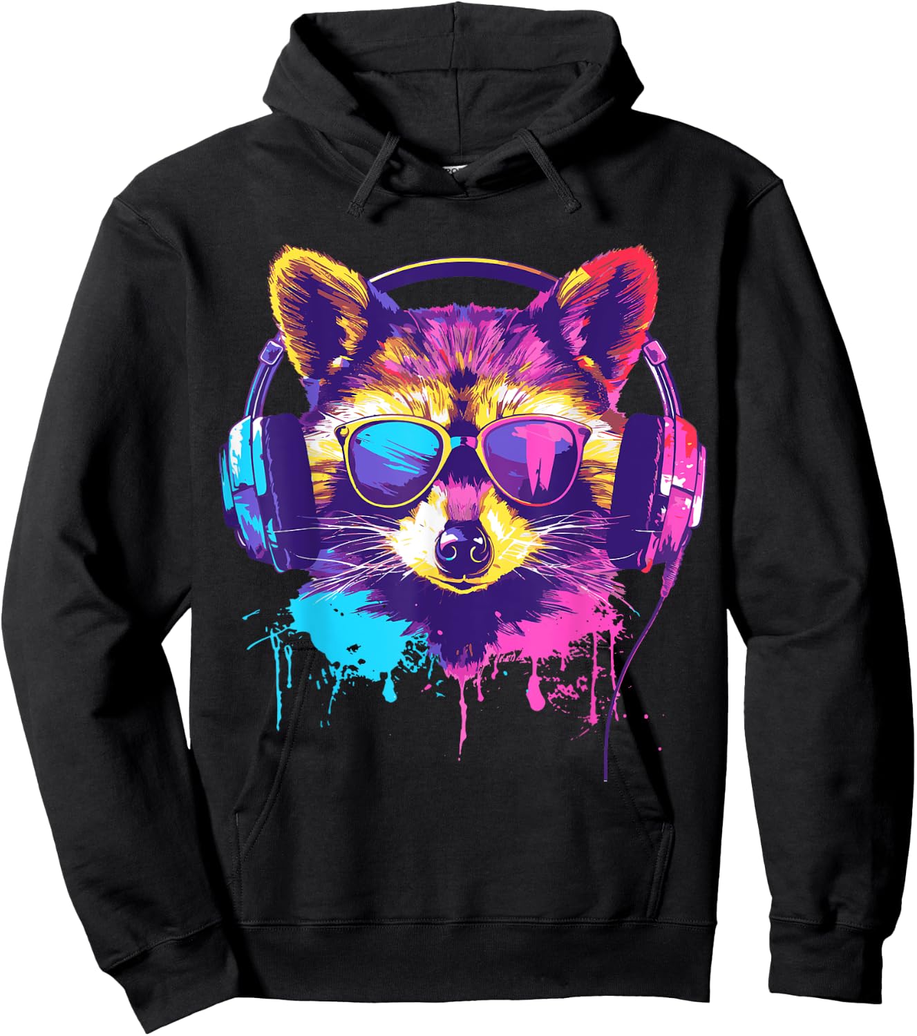 DJ Raccoon Outfit for Music Raccoon Techno Raccoon , black Hoodie - Hoodie | Black