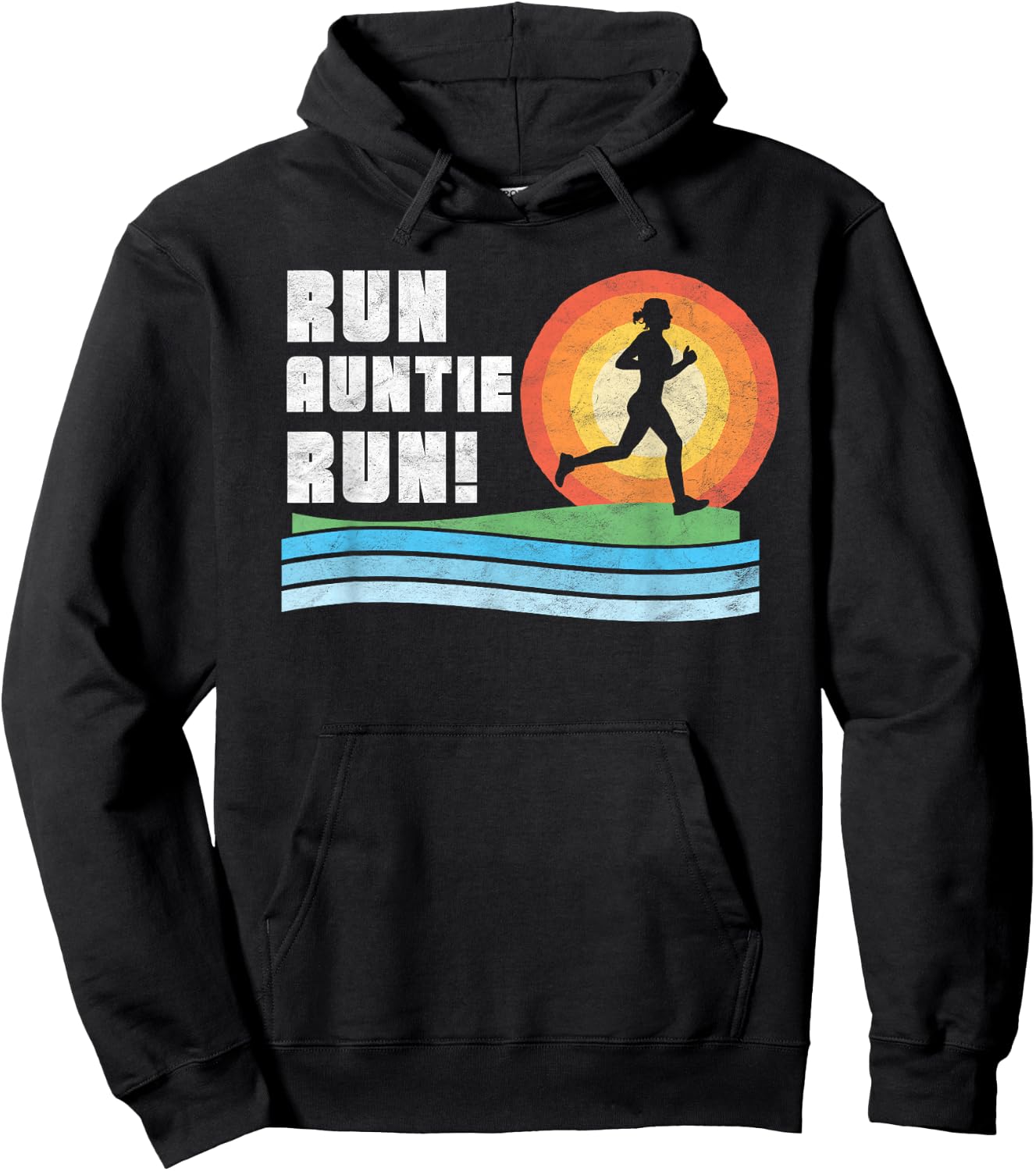 Run Auntie Run! Retro Style Vintage Race Cheering Hoodie - Hoodie | Black