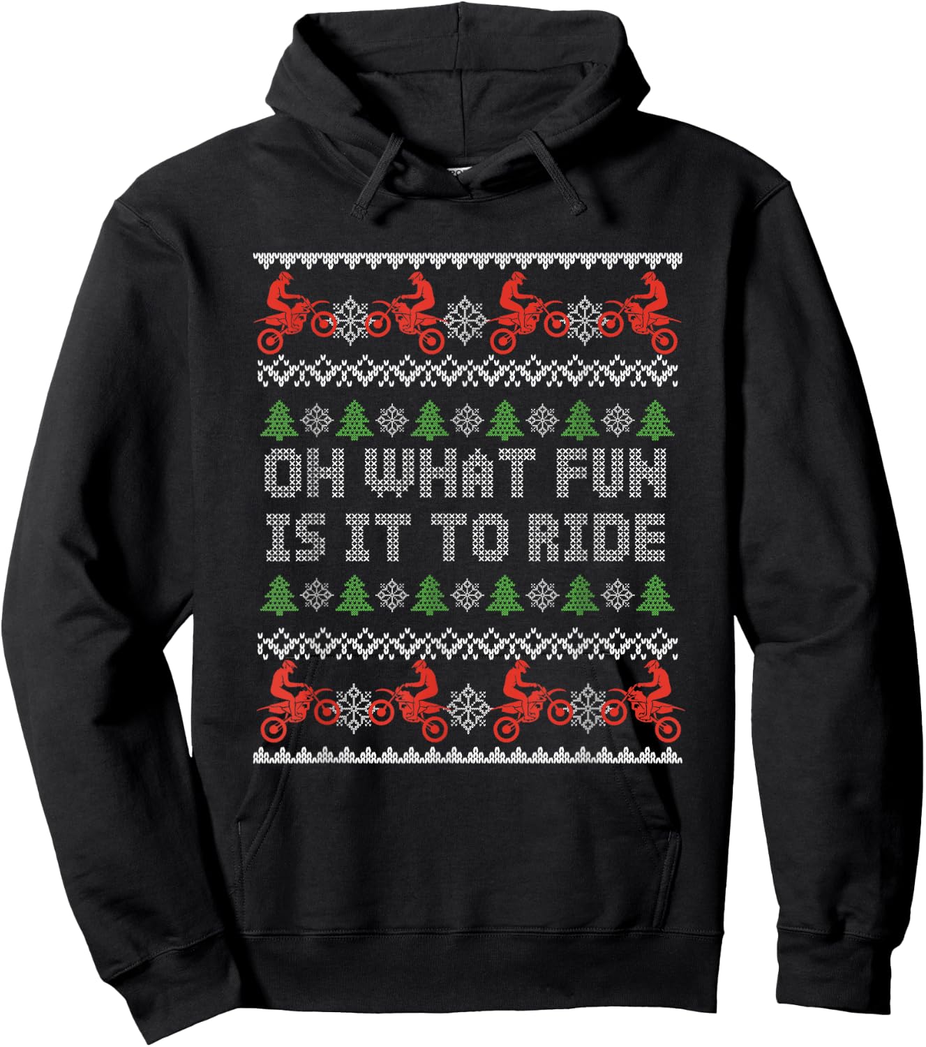 Biker Biking Offroad Extreme Sports Motorbike -Adults Xmas Christmas Motocross Bike Dirt Ride Ugly Gift Hoodie - Hoodie | Black