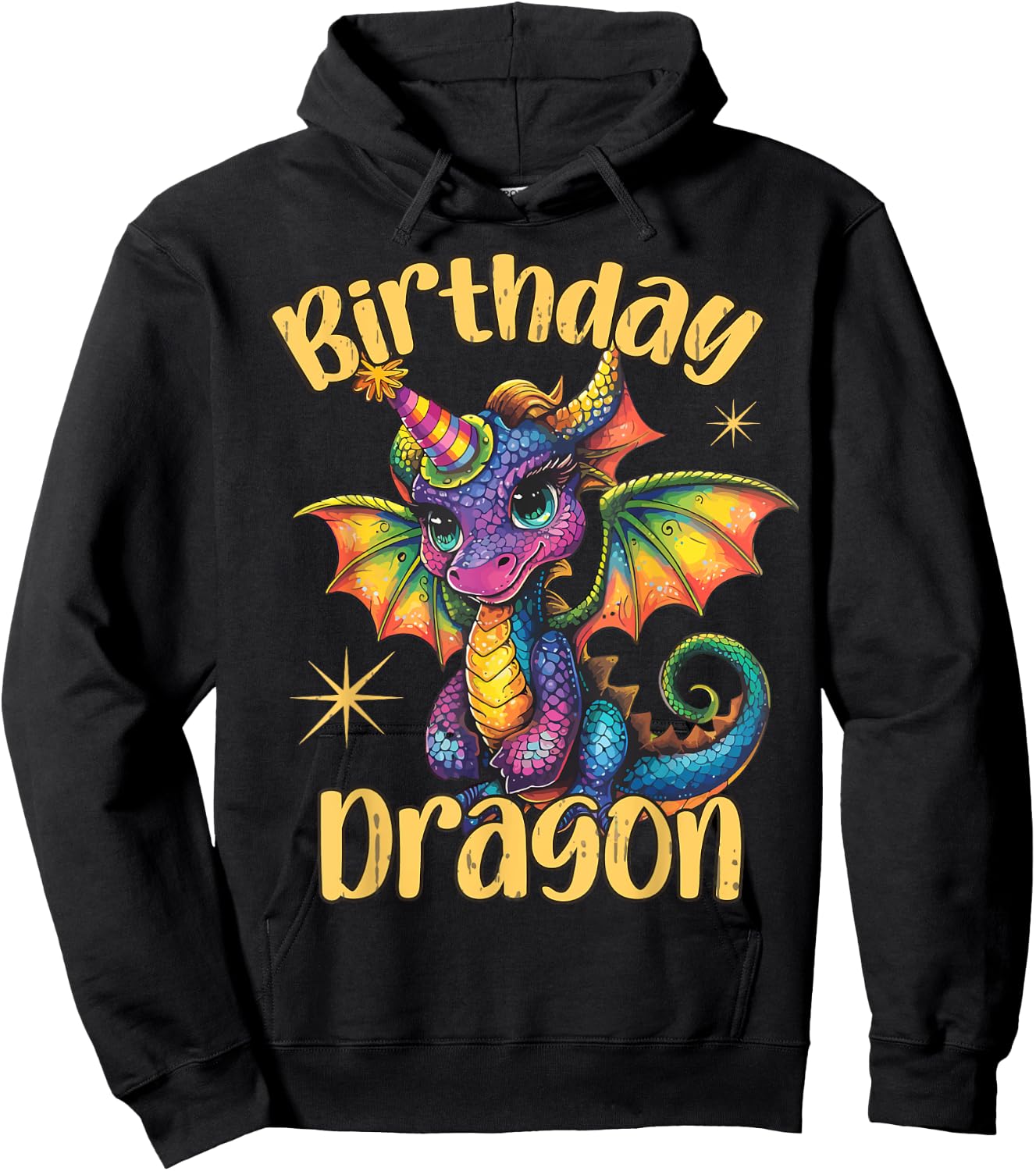 Birthday Dragon Lover Colorful Cute Dragons Party Themed Hoodie - Hoodie | Black