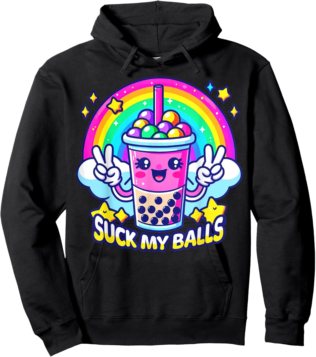 Suck My Balls Funny Boba Tea Hoodie - Hoodie | Black