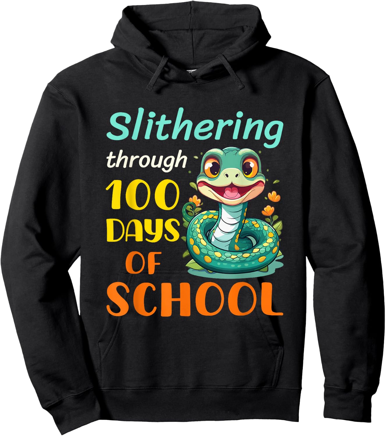 Funny 100 Days of School Snake Reptile Kids Boys Students Hoodie - Hoodie | Black