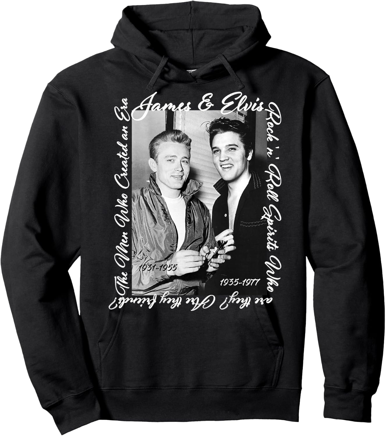 James Dean_Elvis Presley_Back Printed , black Hoodie - Hoodie | Black
