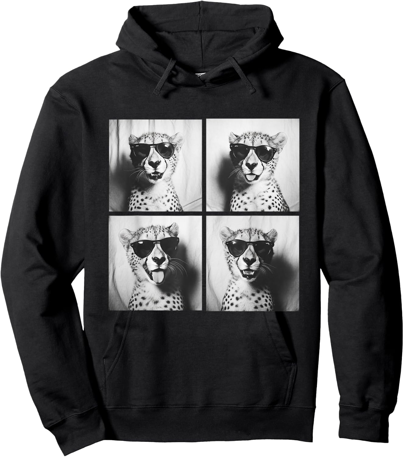 Funny Cheetah with Sunglasses Cool Feline Animals Humor Meme Hoodie - Hoodie | Black