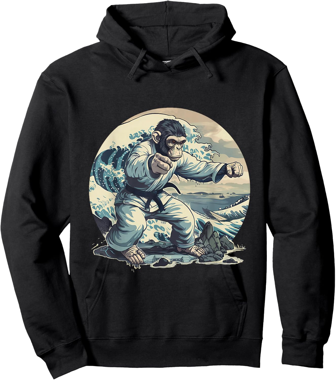 Judo Monkey Waves Kung Fu Judo Monkey Lover Taekwondo Hoodie - Hoodie | Black