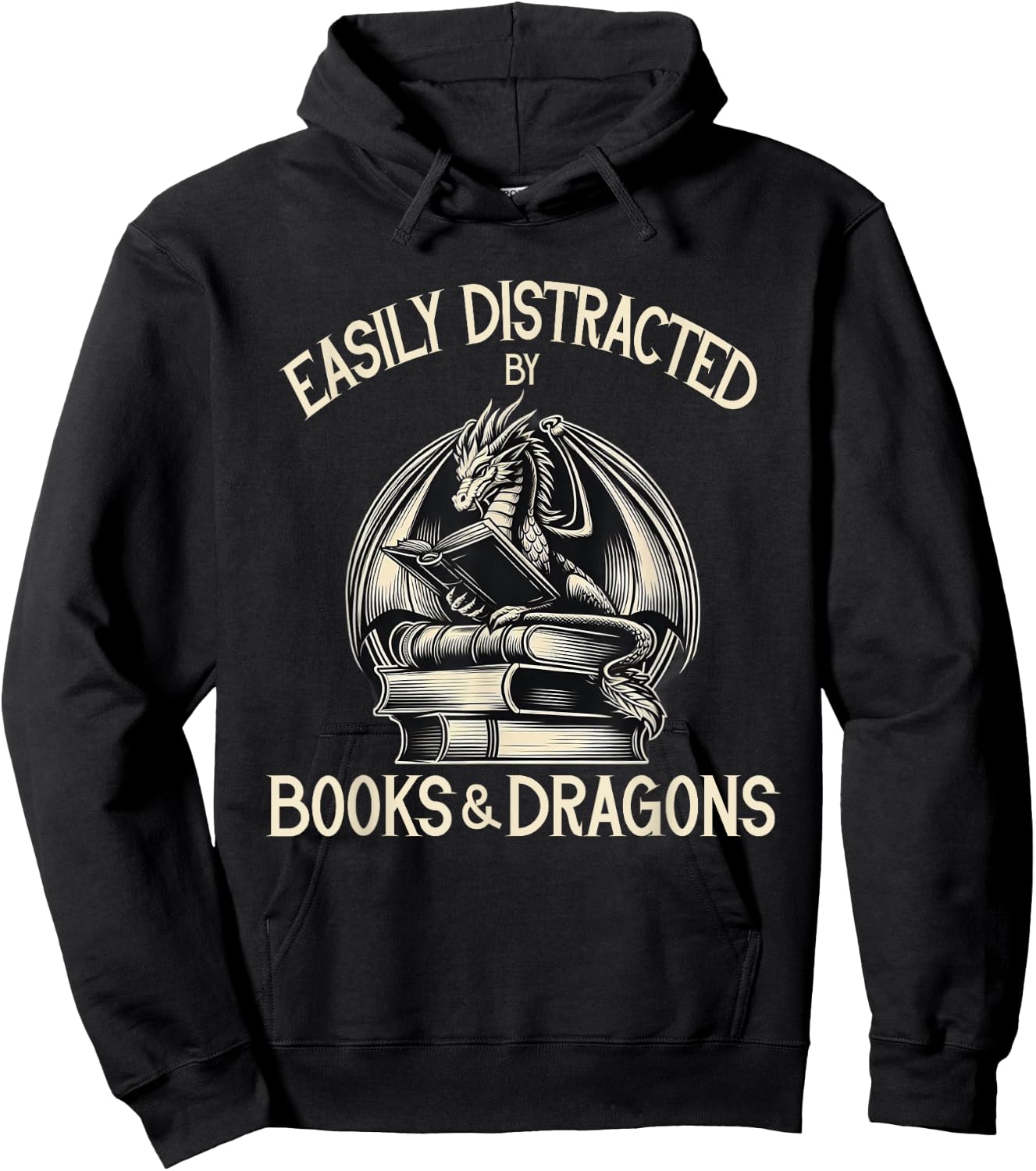 Easily Distracted by Books and Dragons Book Dragon Lover Hoodie - Hoodie | Black