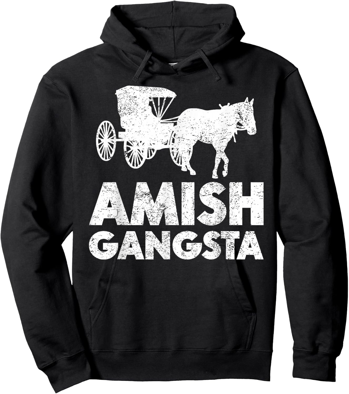 Amish Gangsta Horse and Buggy - Funny Amish Hoodie - Hoodie | Black