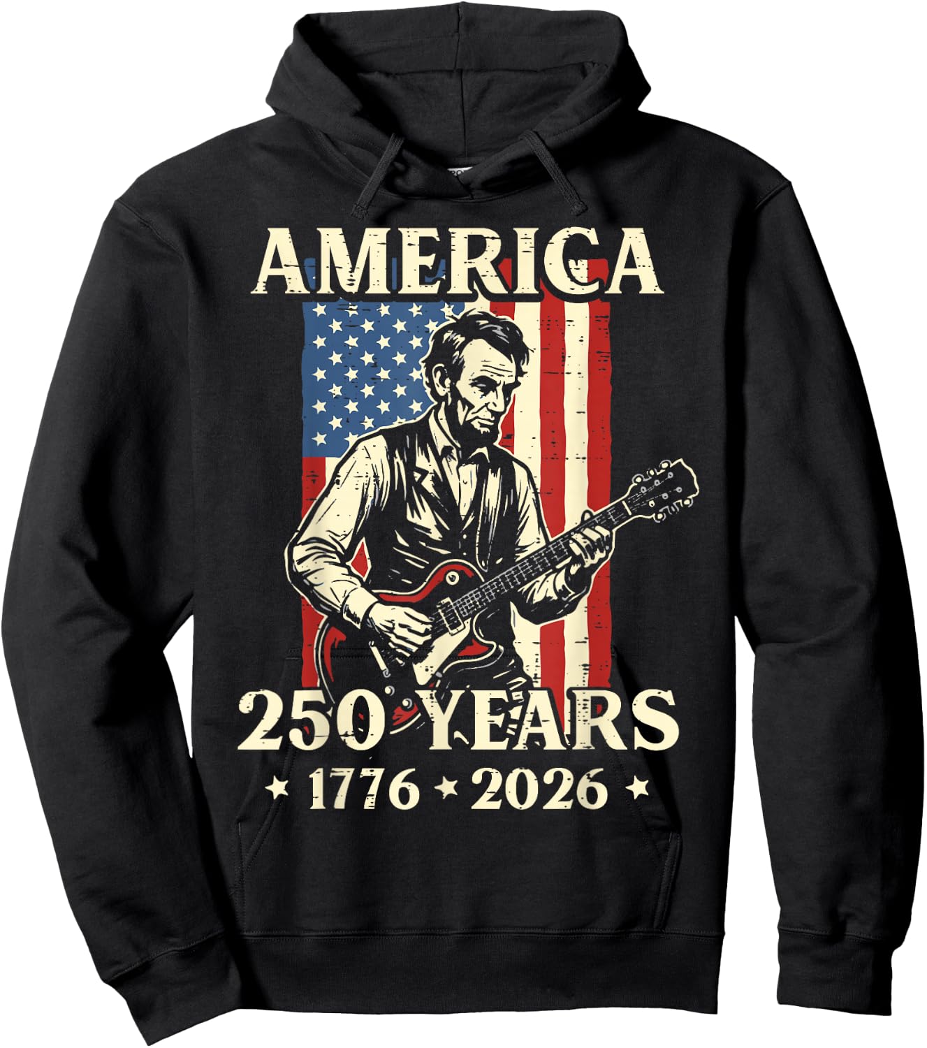 Lincoln Guitar America 250 250th Anniversary 4th of July Hoodie - Hoodie | Black