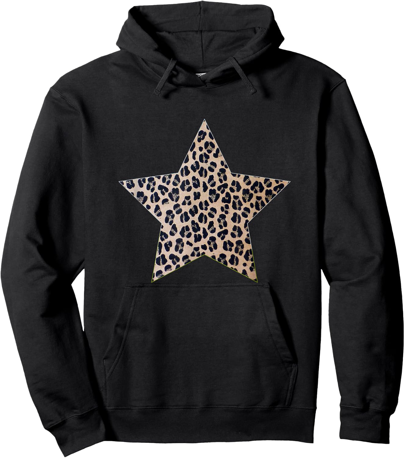 Star Shape - Cute Cheetah Leopard Print Graphic Hoodie - Hoodie | Black