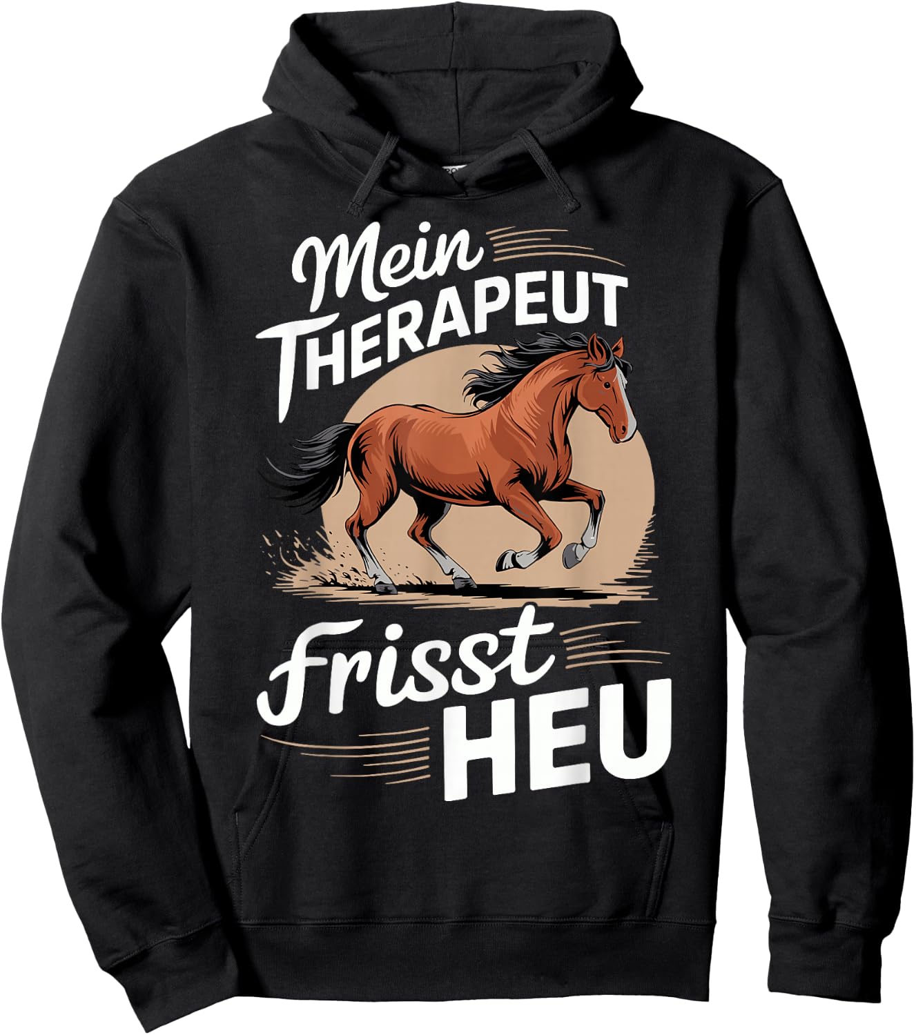 Pferdeliebhaber Pferd Damen reiten Mein Therapeut frisst Heu Hoodie - Hoodie | Black
