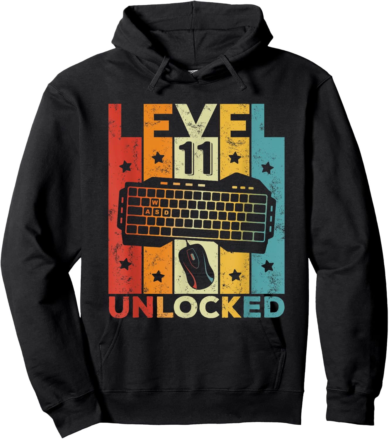 Level 11 Unlocked Gaming Keyboard 11 Birthday Boy Girl Gamer Hoodie - Hoodie | Black