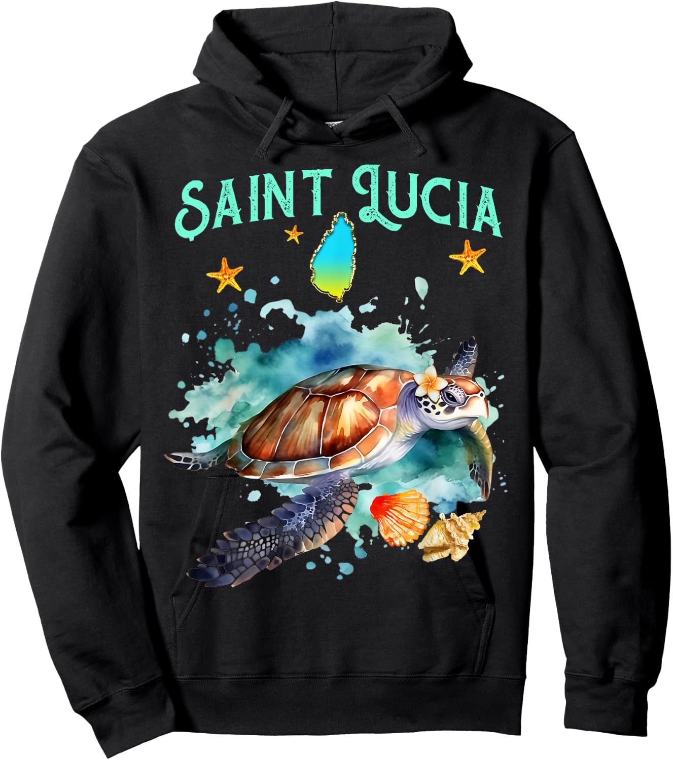 Tortue Marine De L'île De Sainte-Lucie Homme Femme Enfant Hoodie - Hoodie | Black