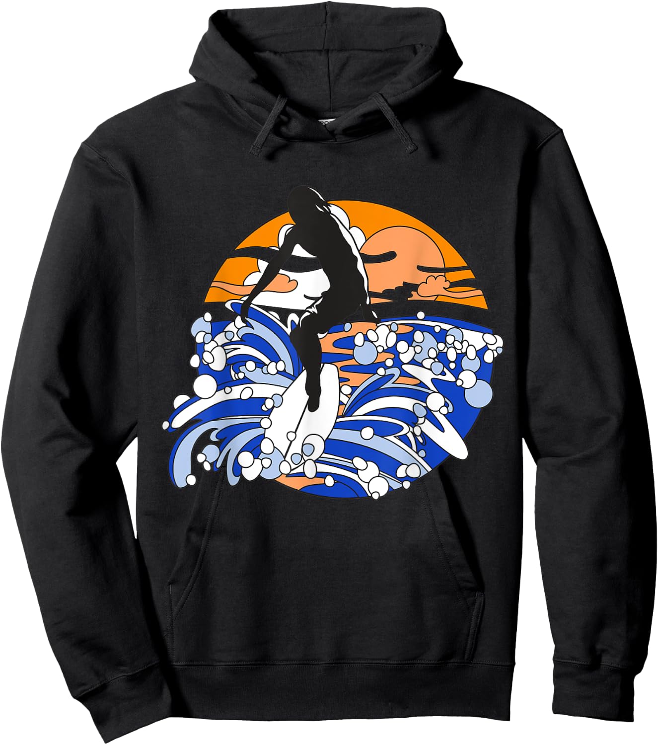 retro Surf Graphic - Vintage Retro Eighties Beach Men Women Kids Hoodie - Hoodie | Black
