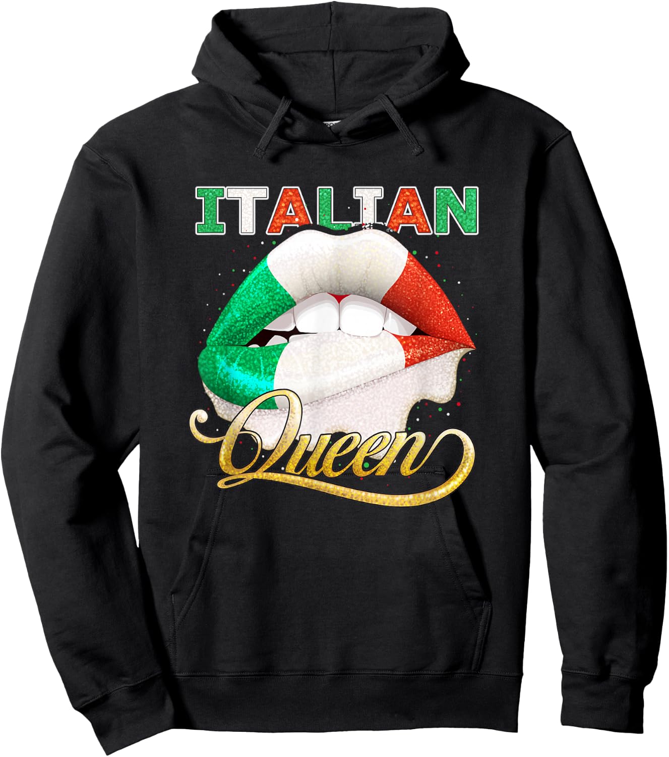 Italian Flag Lips Shirt Women Girls Italy Italian Queen Hoodie - Hoodie | Black