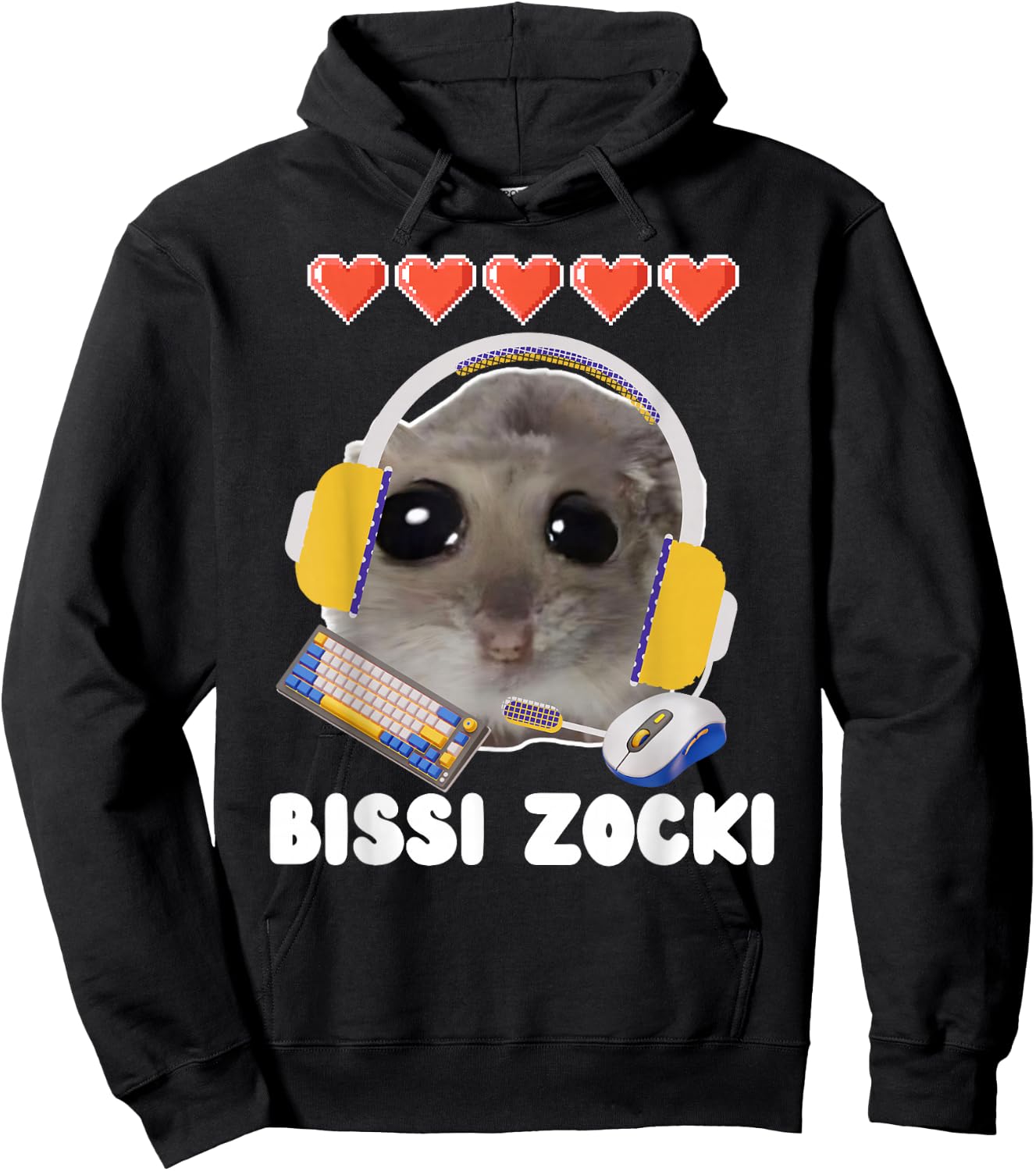 Bissi Zocki Funny Sad Hamster Cute Hamstie , black Hoodie - Hoodie | Black