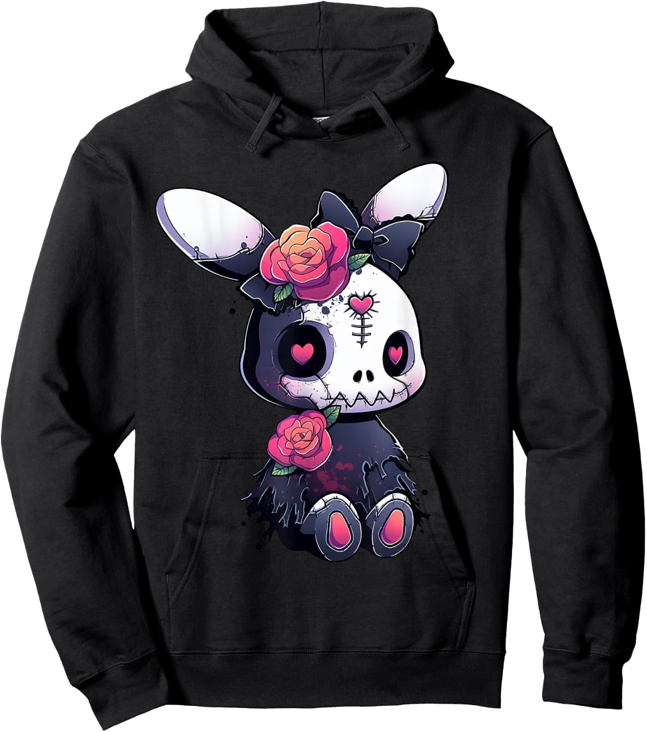 Goth Bunny E-Girl Kawaii Rabbit Cute Gothic Outfit Grunge Hoodie - Hoodie | Black