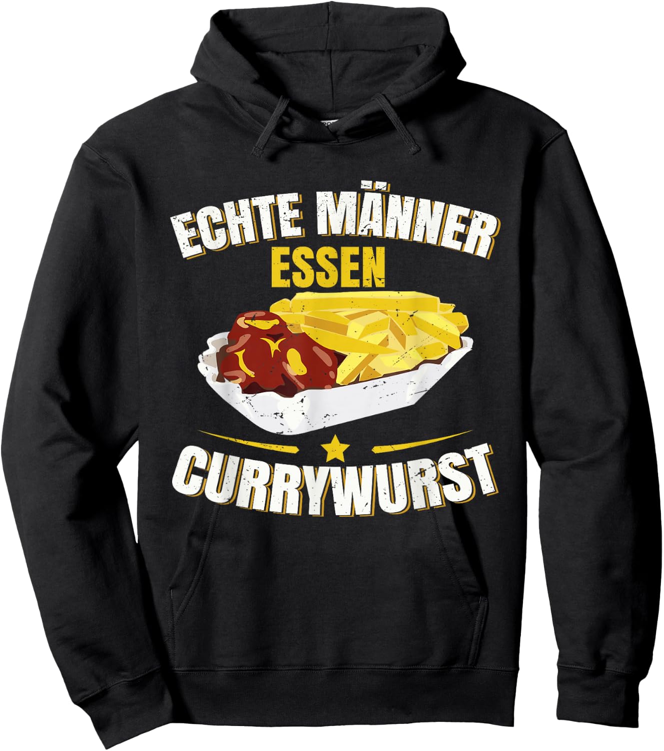 Echte Männer Essen Currywurst Pommes Hoodie - Hoodie | Black