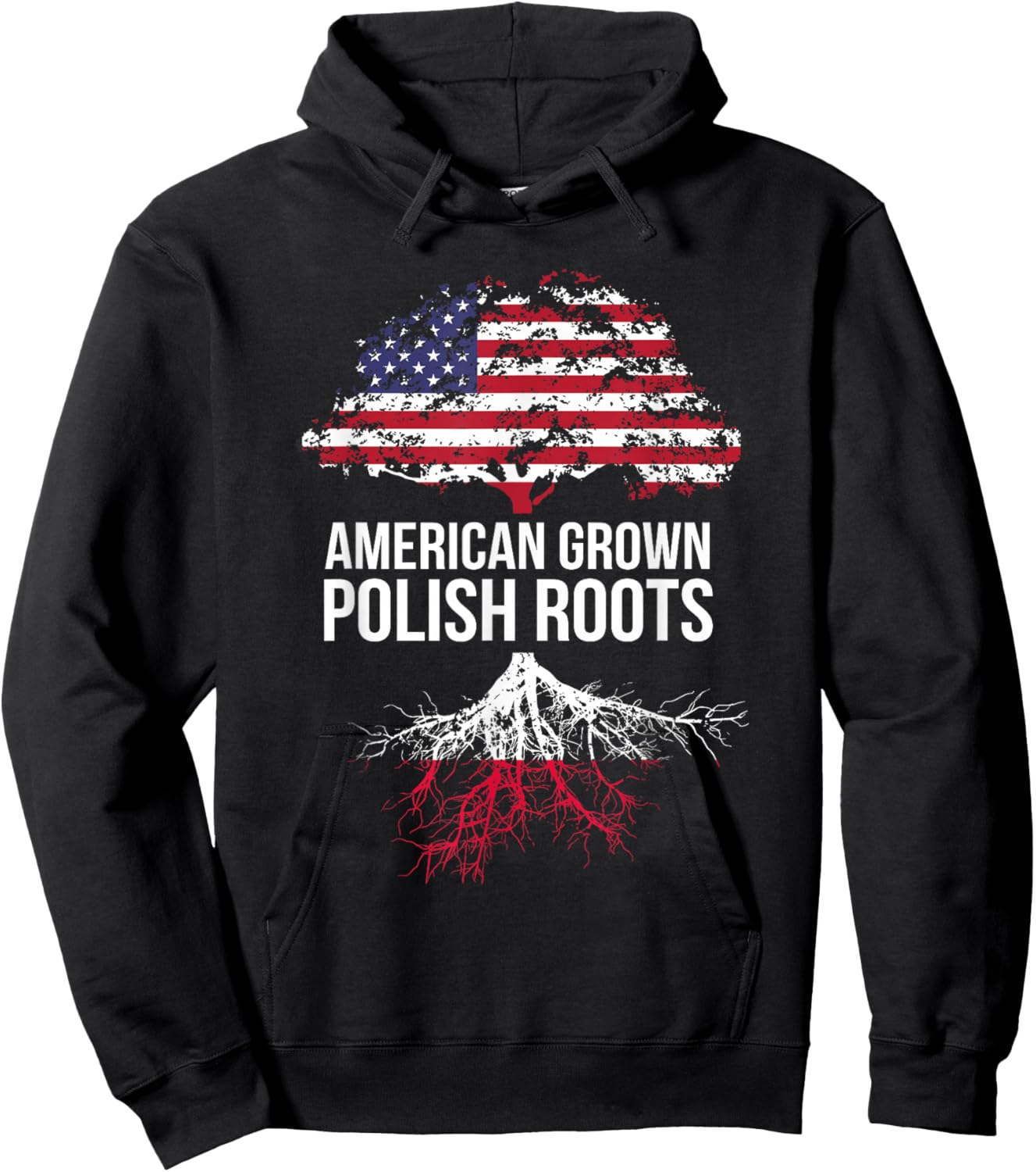 American Grown with Polish Roots Shirt - Poland Hoodie - Hoodie | Black