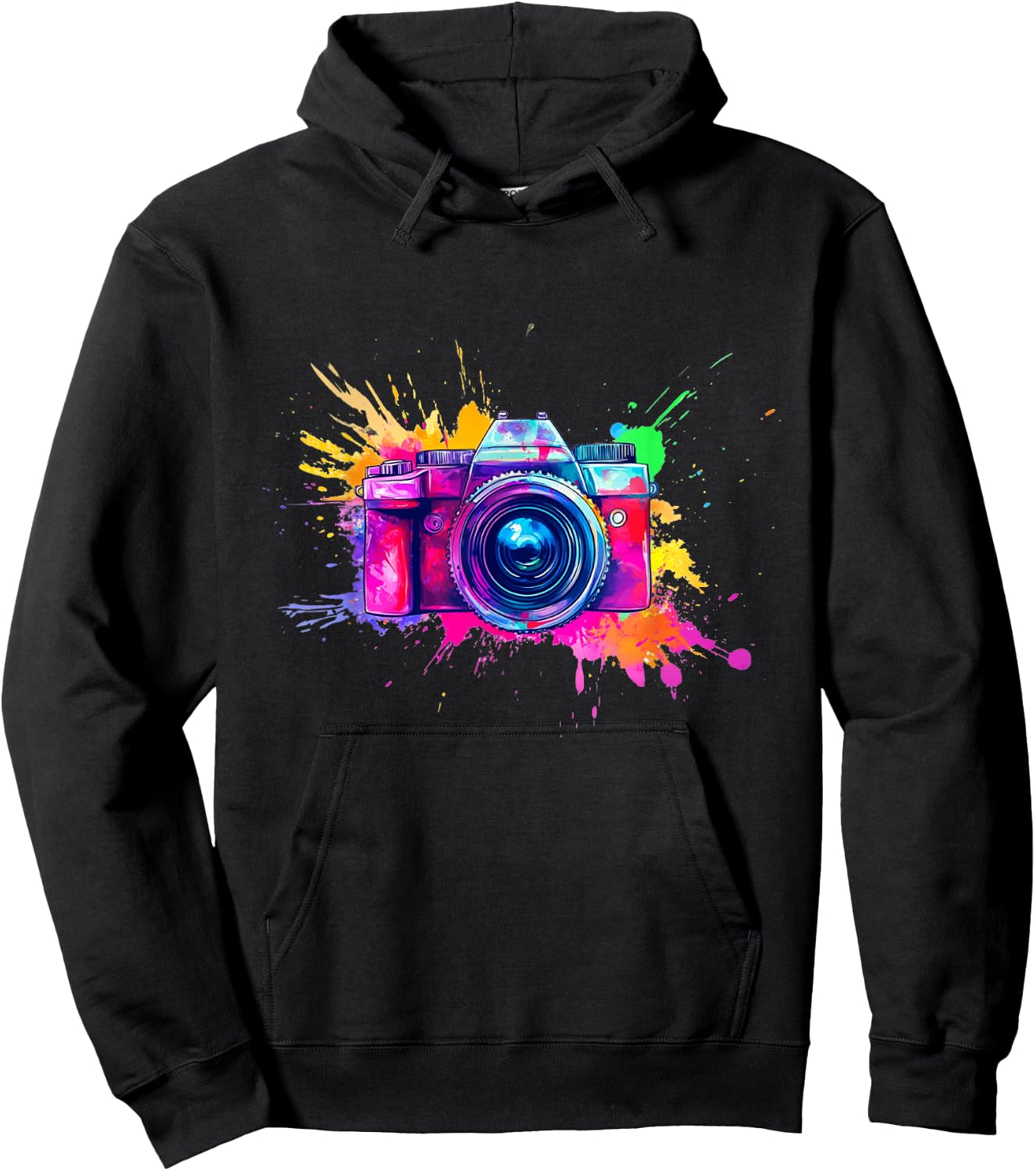 Artistic touch with camera and bright colors , Black, S Hoodie - Hoodie | Black