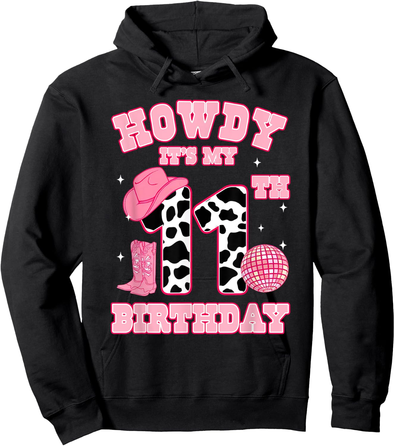Howdy It's My 11th Birthday Rodeo Western Cowgirl Cowboy Hoodie - Hoodie | Black