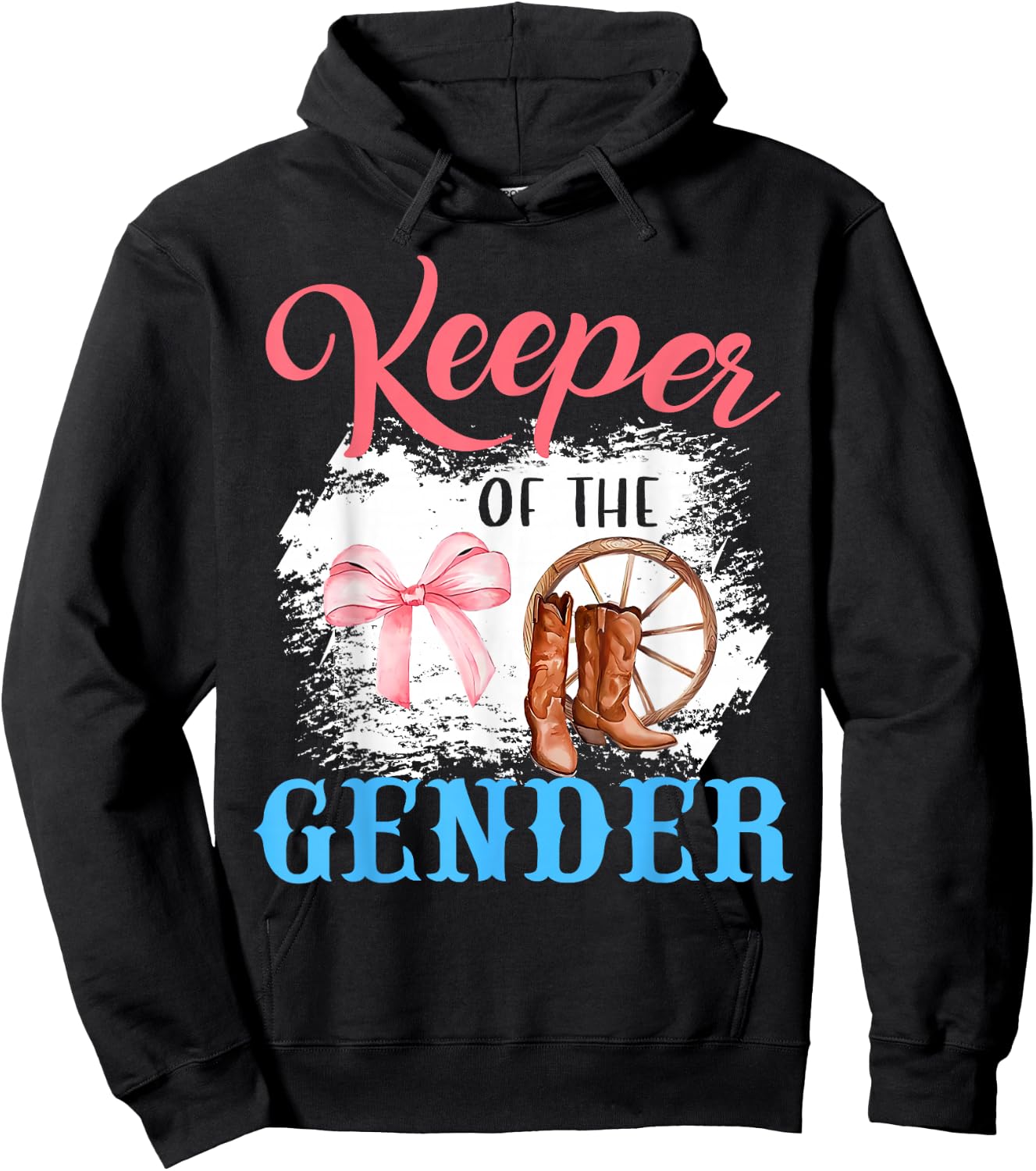 Western Gender Reveal Keeper of the Gender Baby Announcement , Small, Black Hoodie - Hoodie | Black
