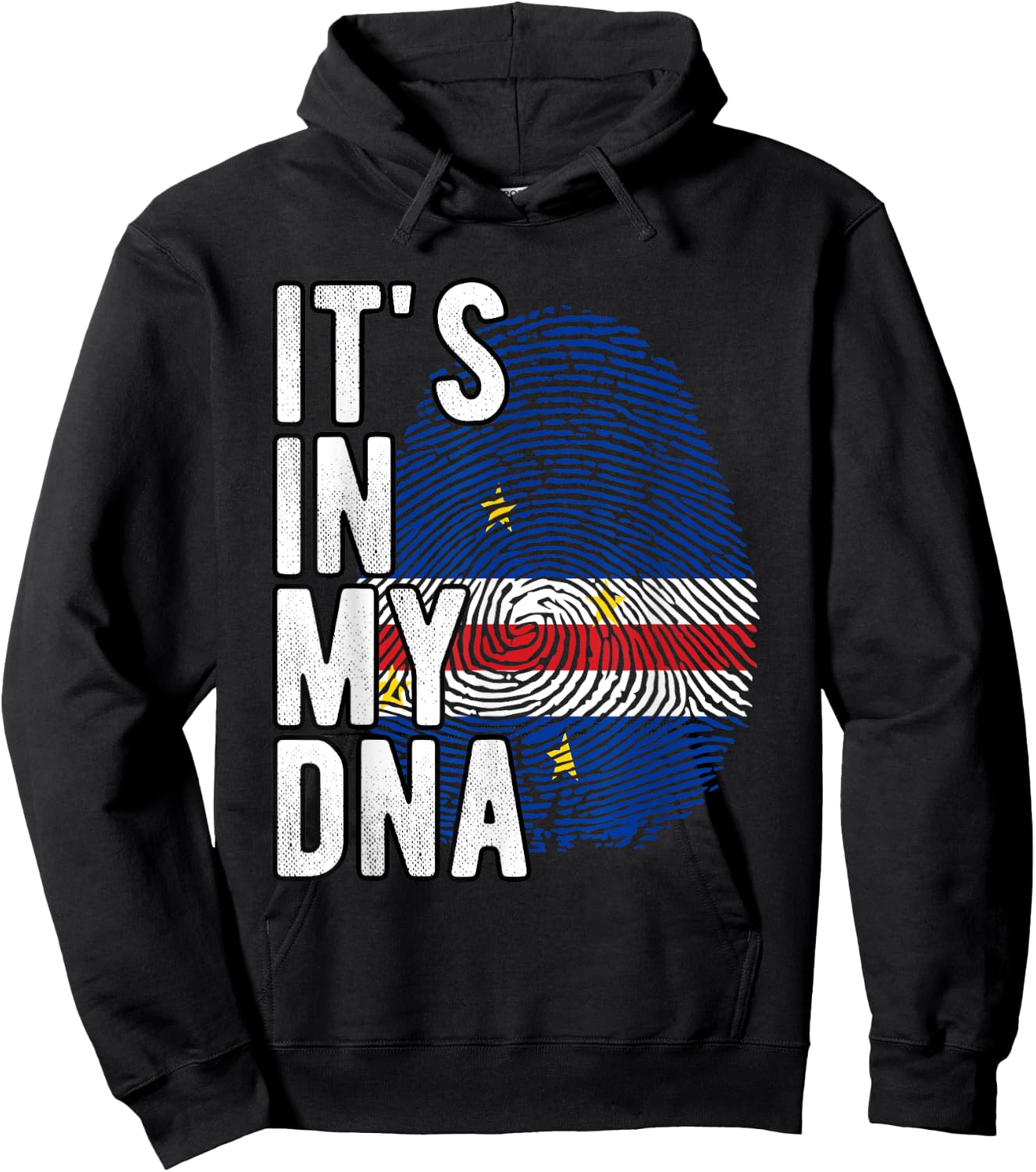 Funny It's in my DNA Flag Cape Verde Fingerprint , Black, S Hoodie - Hoodie | Black