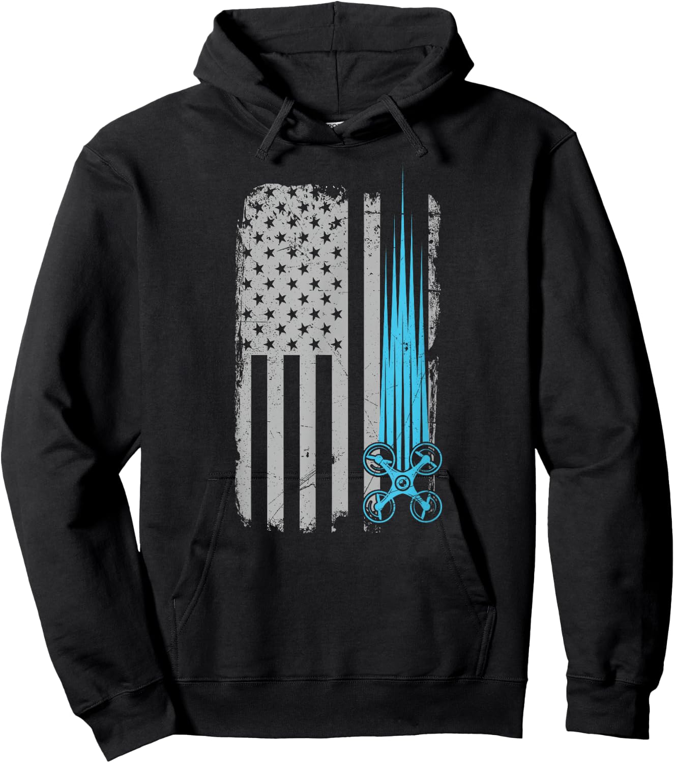 Drone Racing Distressed USA American Flag Quadcopter Pilot Hoodie - Hoodie | Black