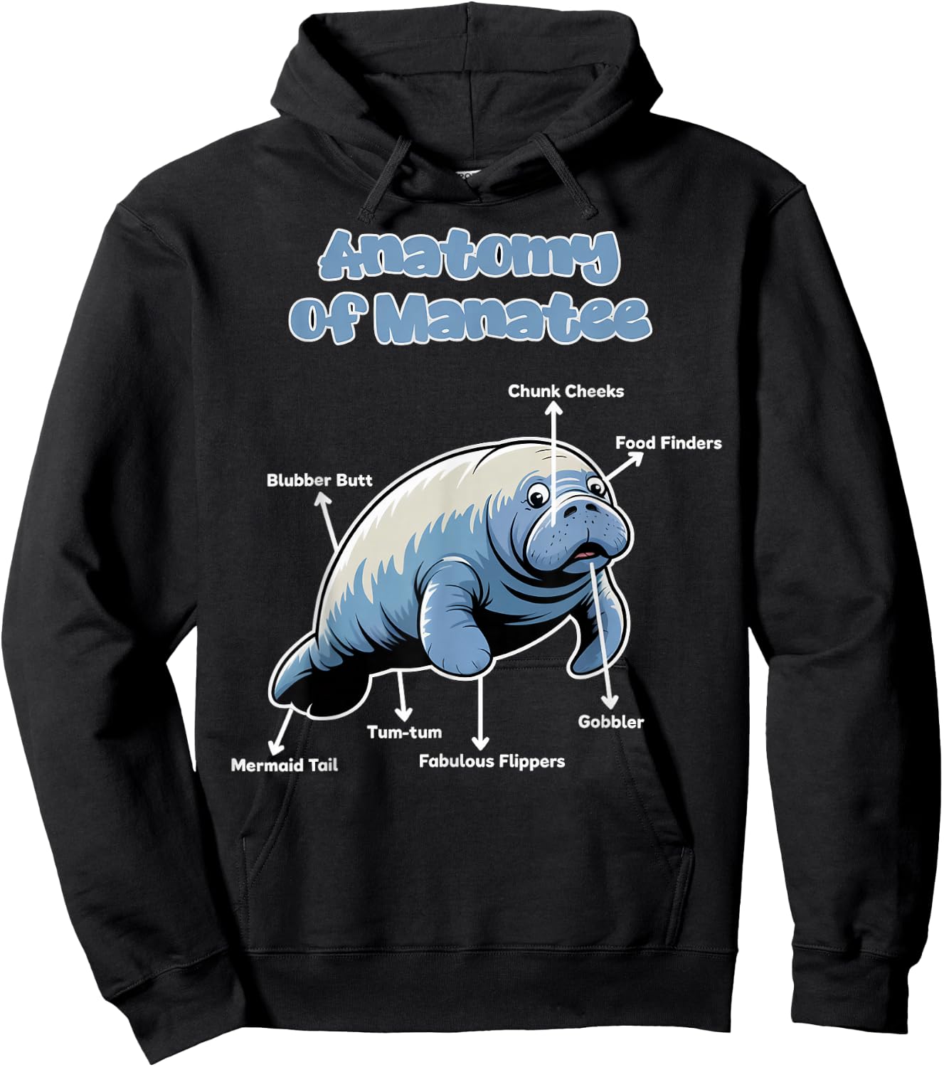 Anatomy Of Manatee Manatees Sea Animal Sea Cow Manatee Hoodie - Hoodie | Black