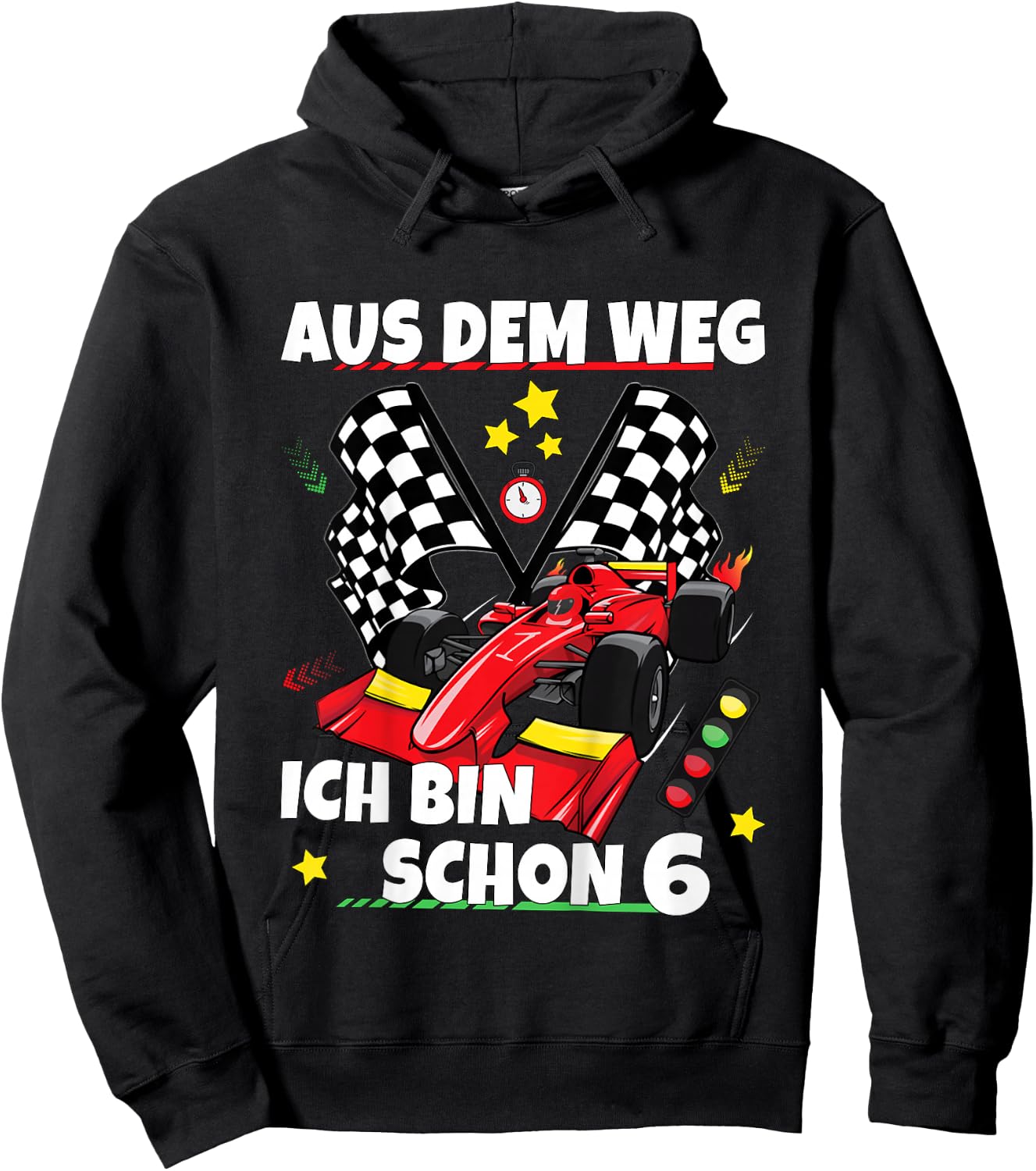 Children's 6th Birthday Boy Girl Racing Car Racing Motorsport Hoodie - Hoodie | Black