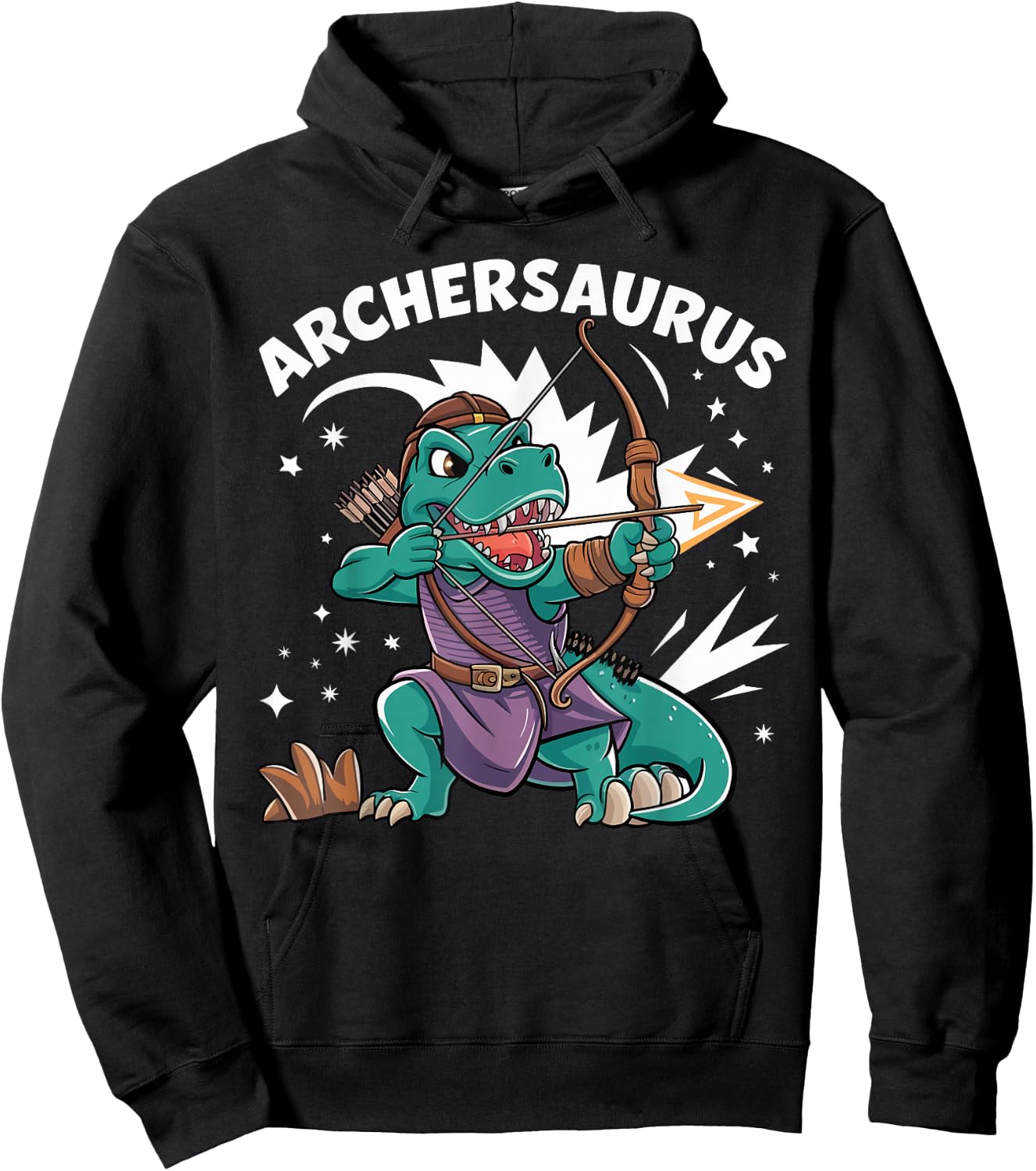 Dinosaur Archery Lover Archersaurus Funny Archery Kids Boys Hoodie - Hoodie | Black