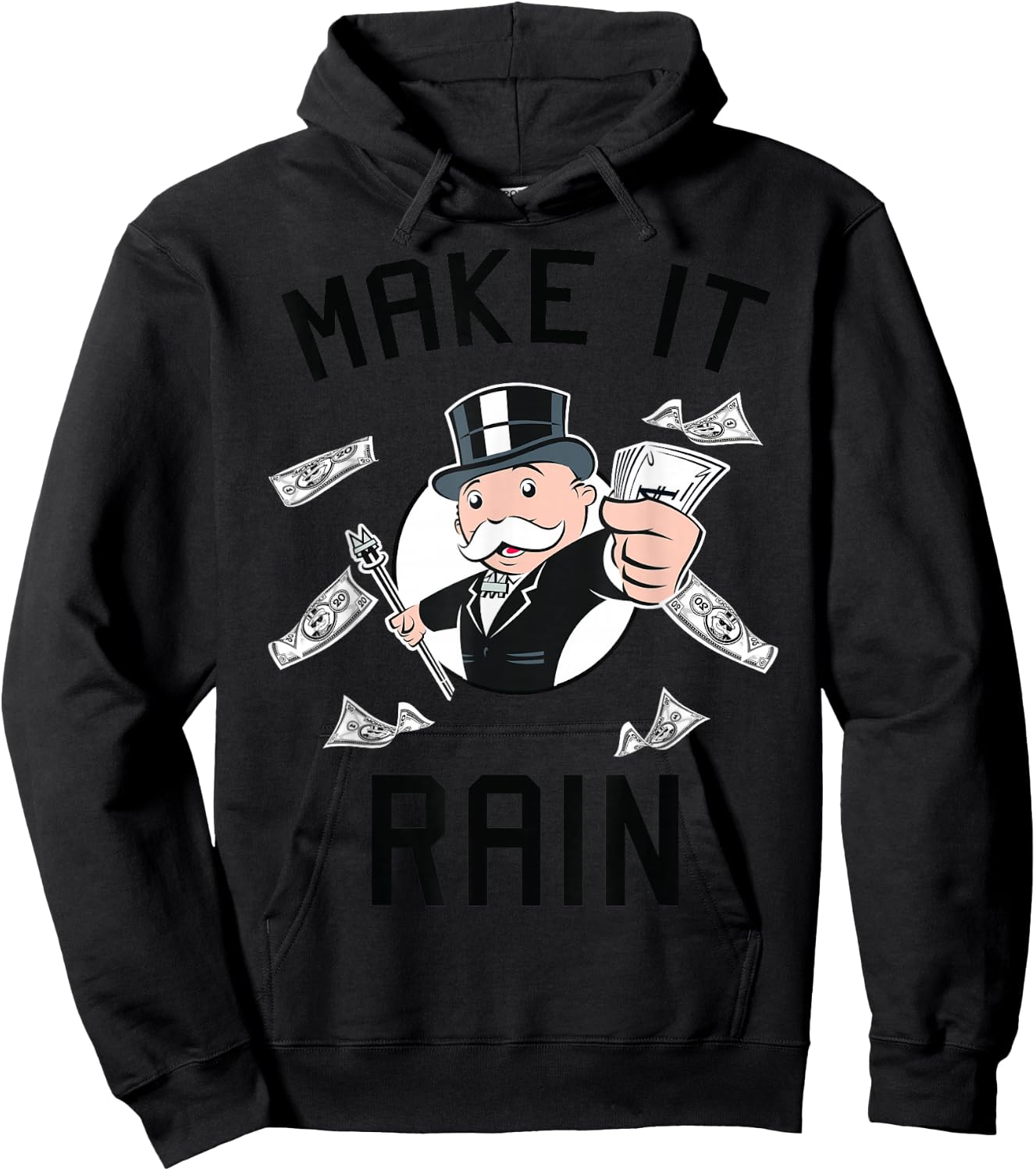 Monopoly Man Make It Rain Vintage Logo Hoodie - Hoodie | Black