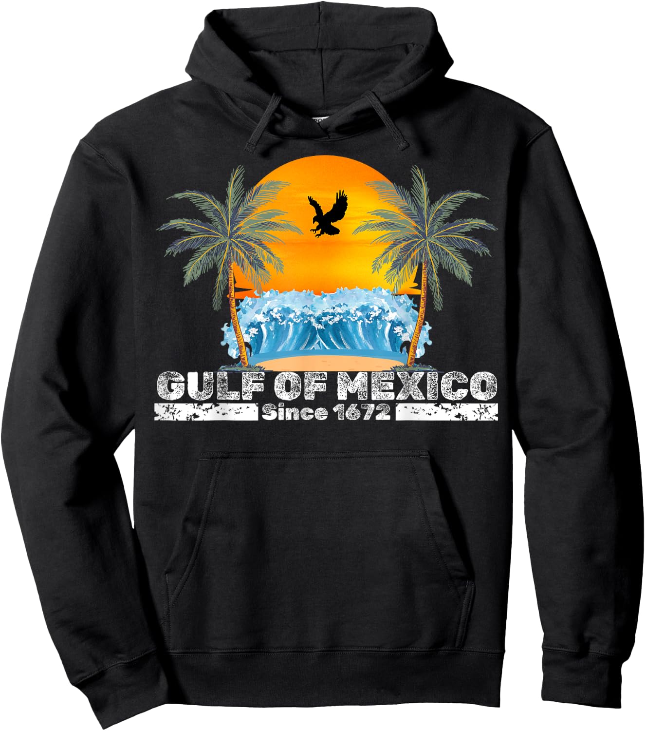 Gulf of Mexico Since 1672 Vintage Beach Gulf of Mexico Retro Hoodie - Hoodie | Black