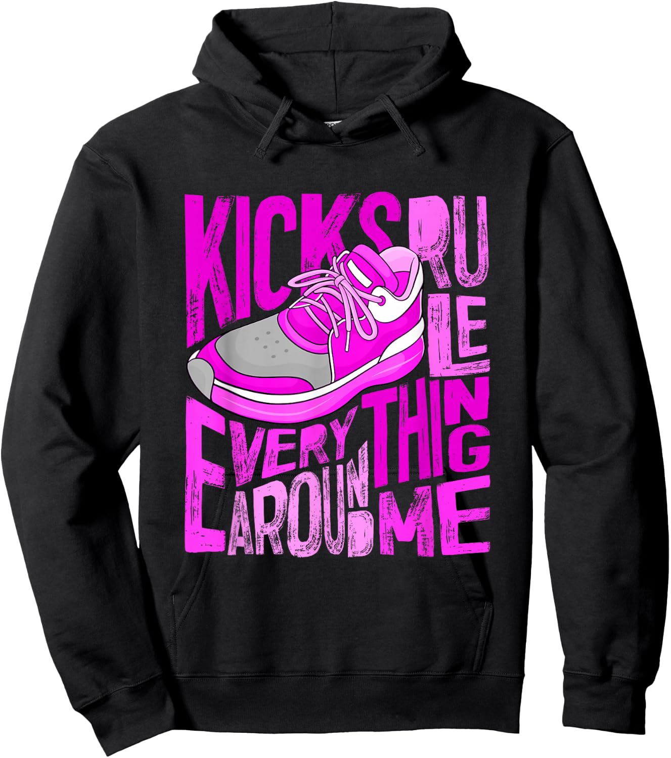 Pink Color Kicks Rule Everything Around Me Pink Graphic Hoodie - Hoodie | Black