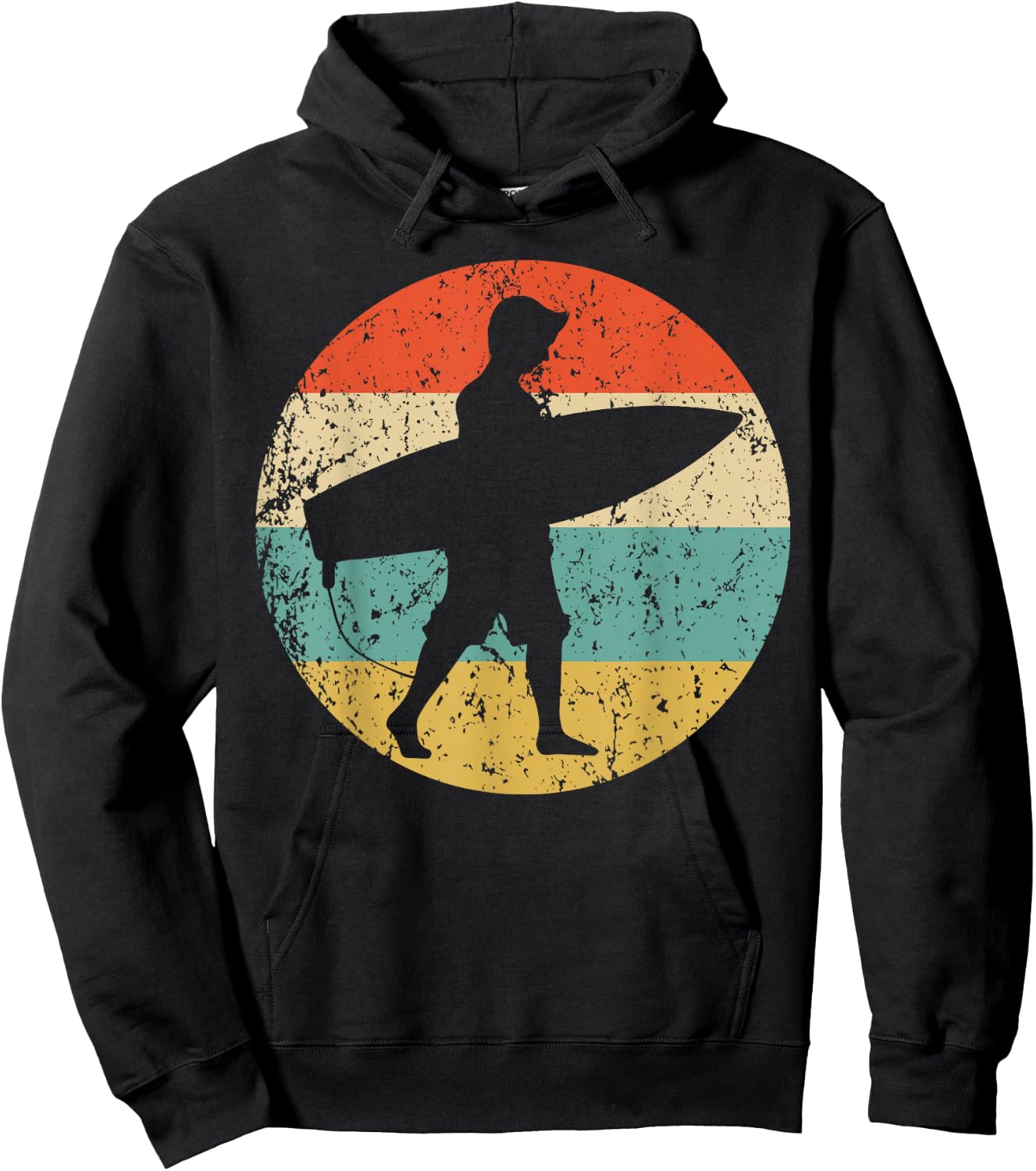 Surfer Silhouette Retro Surfing Hoodie - Hoodie | Black