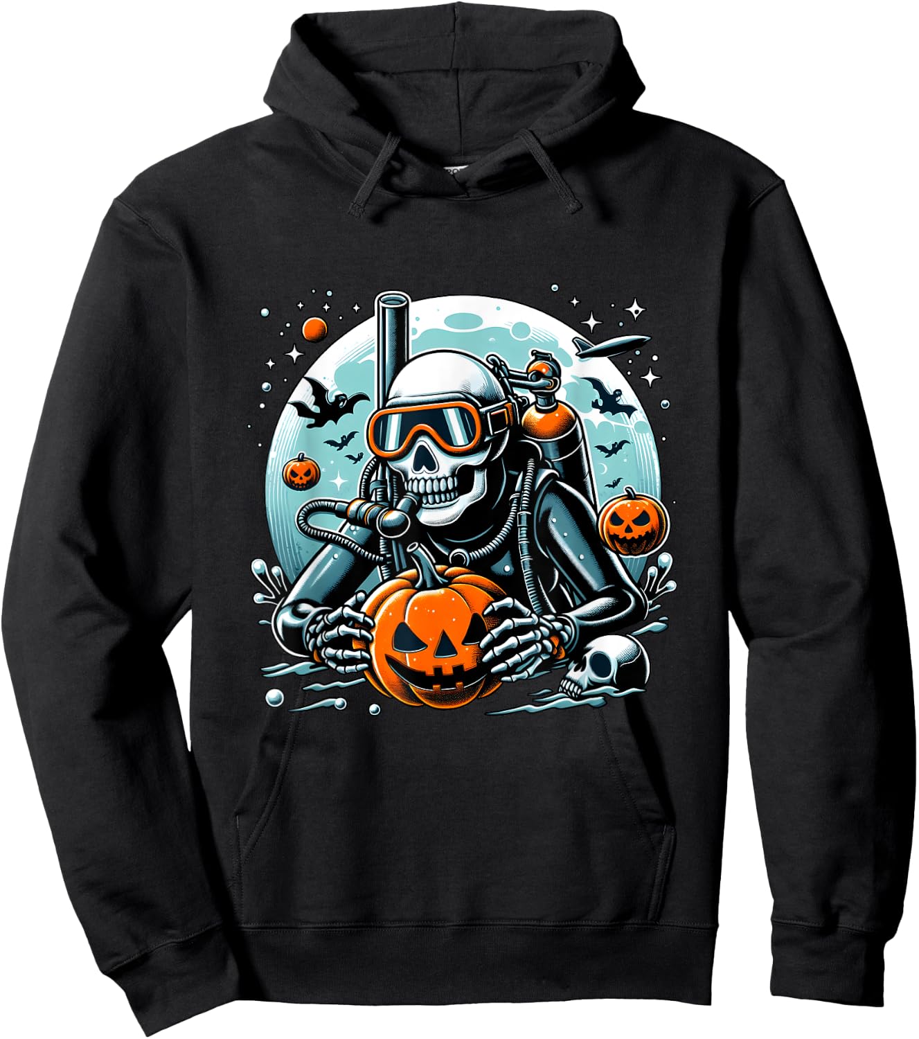 Dive Skeleton Scuba Diving Player Halloween Diver Ocean Life Hoodie - Hoodie | Black