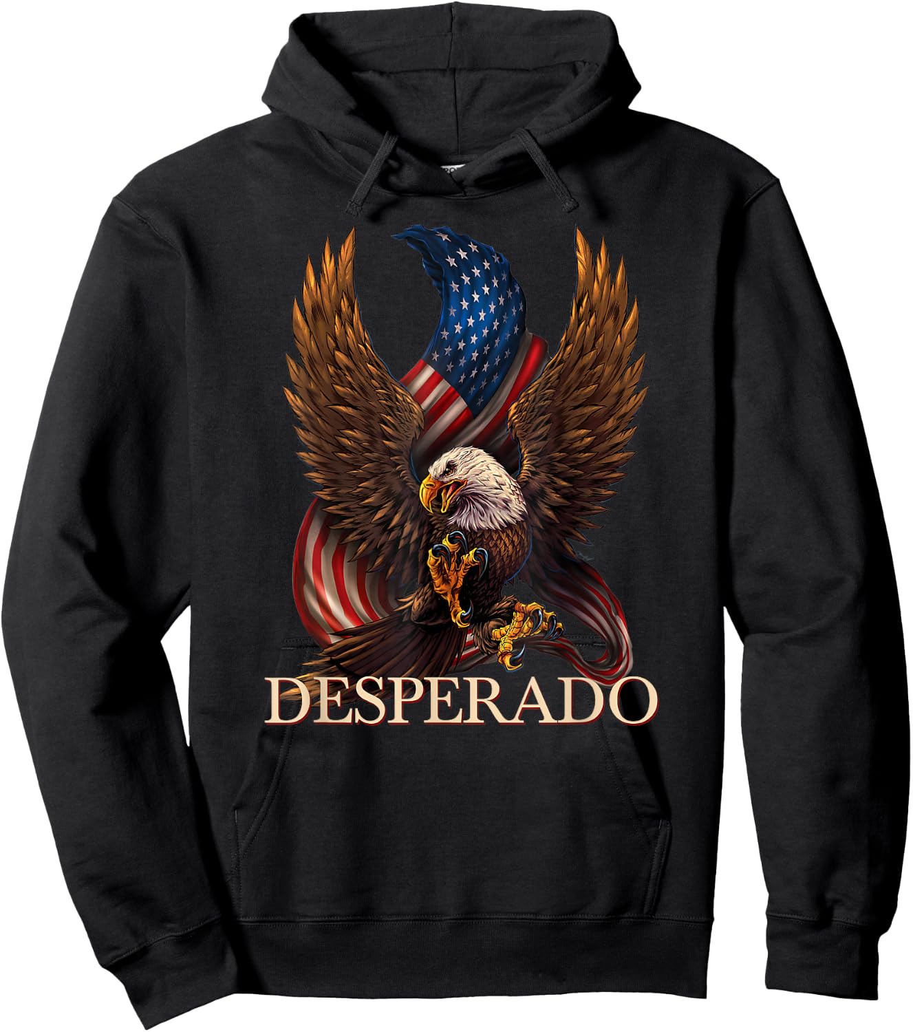 Desperado Cowboy Designs Store Desperado Cowboy Eagle - Black, , Short Sleeve, Letter Print, Modern, Casual Hoodie - Hoodie | Black