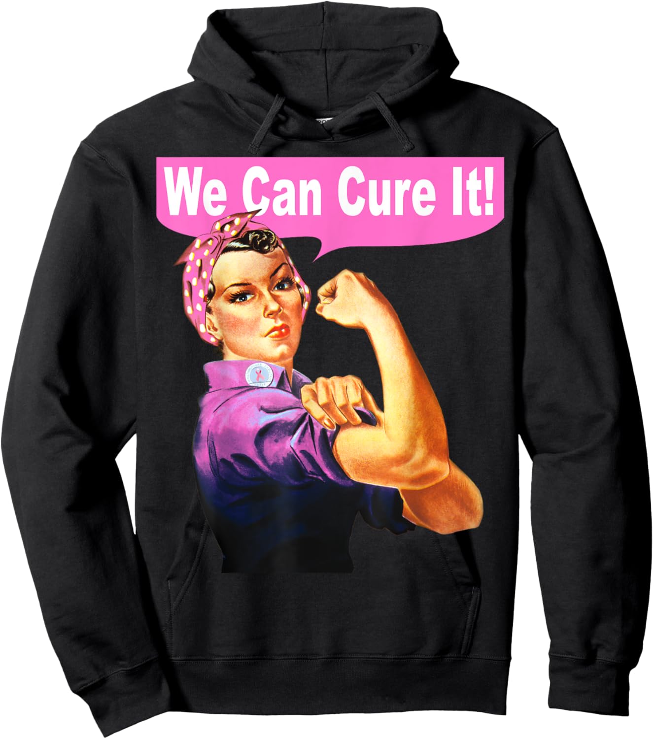 We Can Cure It Shirt - Rosie the Riveter - Breast Cancer Hoodie - Hoodie | Black