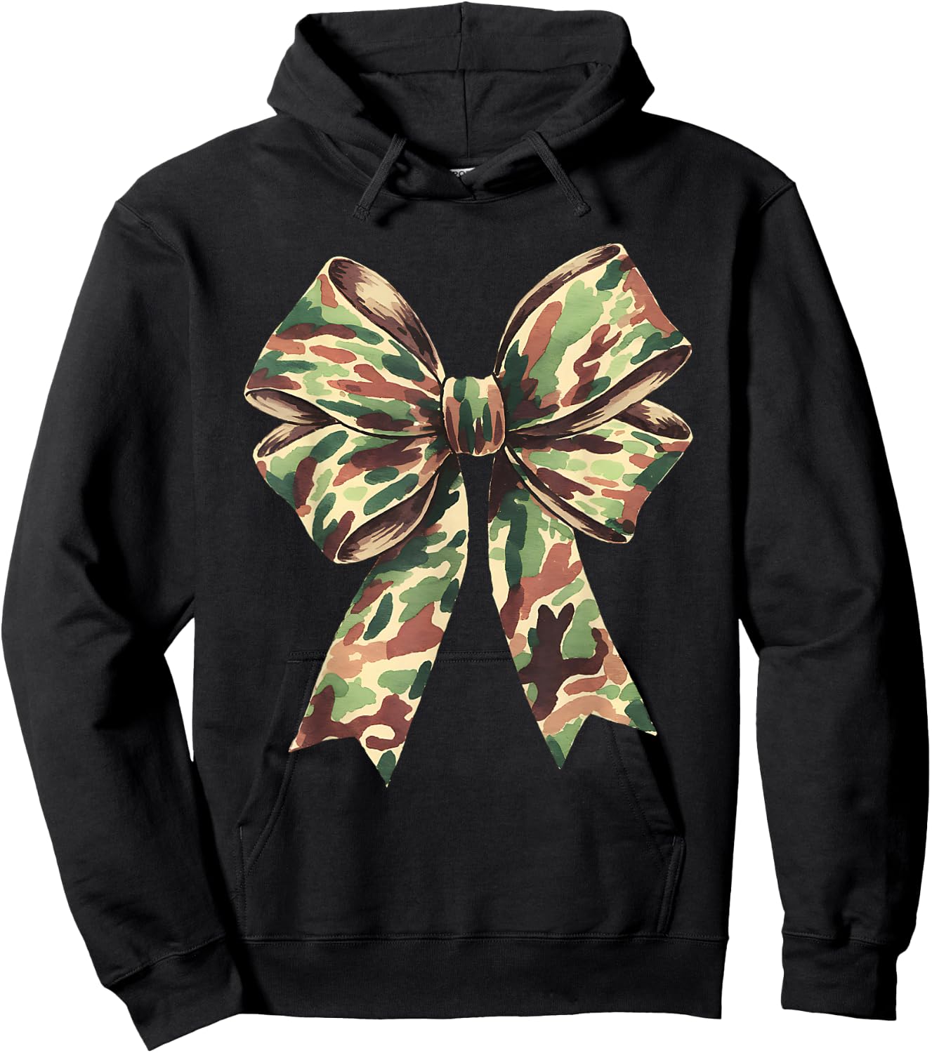 Camouflage Old Camo Bow Coquette Hunting Women Girl Hoodie - Hoodie | Black