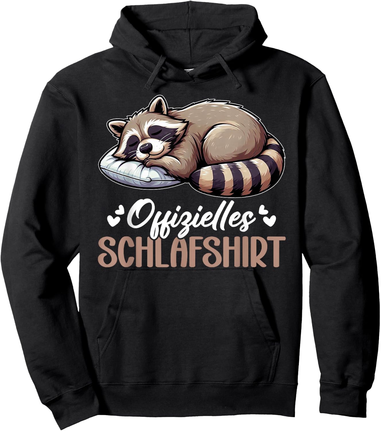 Official Sleep Shirt Funny Raccoon Pyjamas , black Hoodie - Hoodie | Black