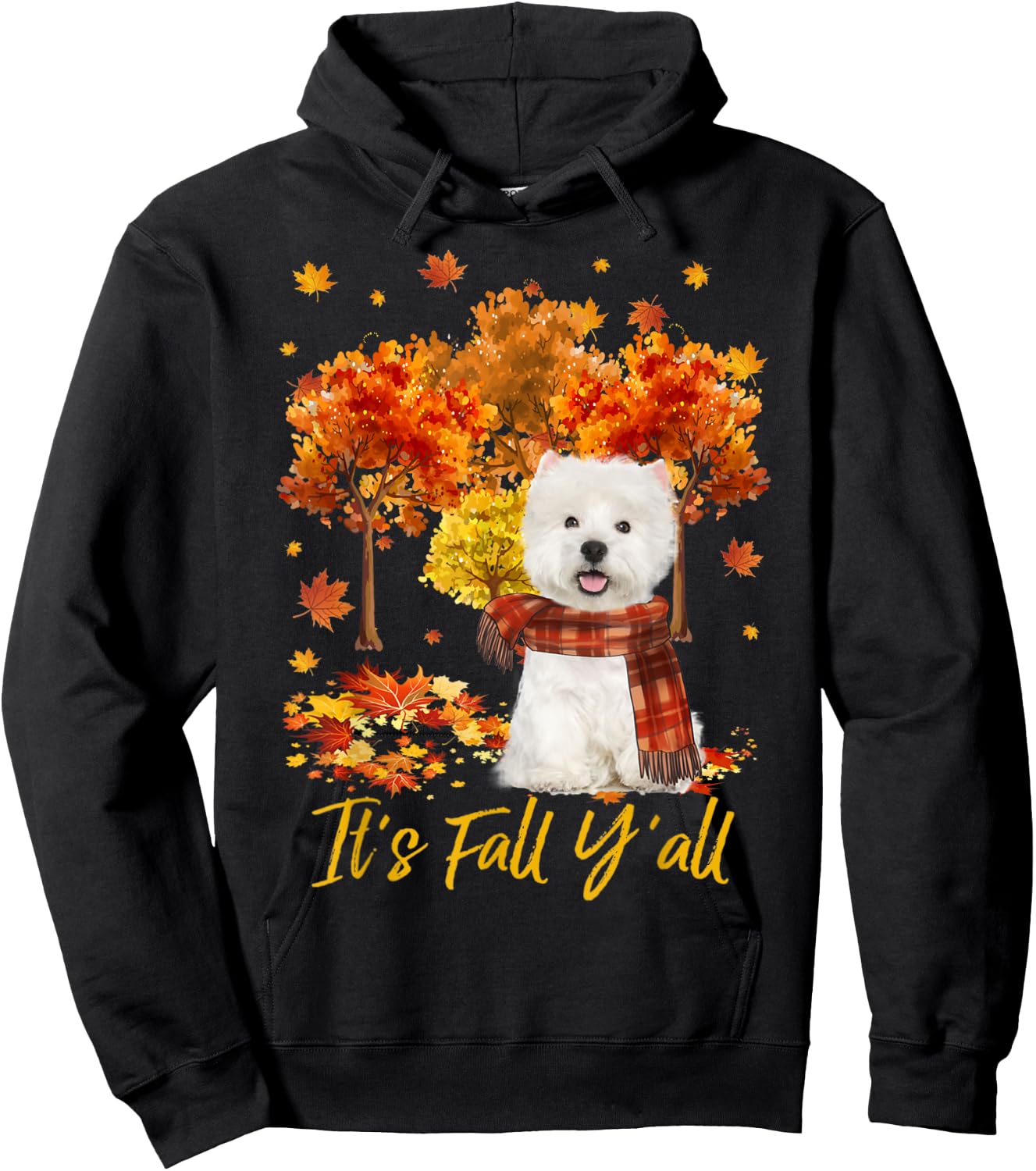 It's Fall Y'all Westie Dog Tree Pumpkin Fall Autumn Hoodie - Hoodie | Black