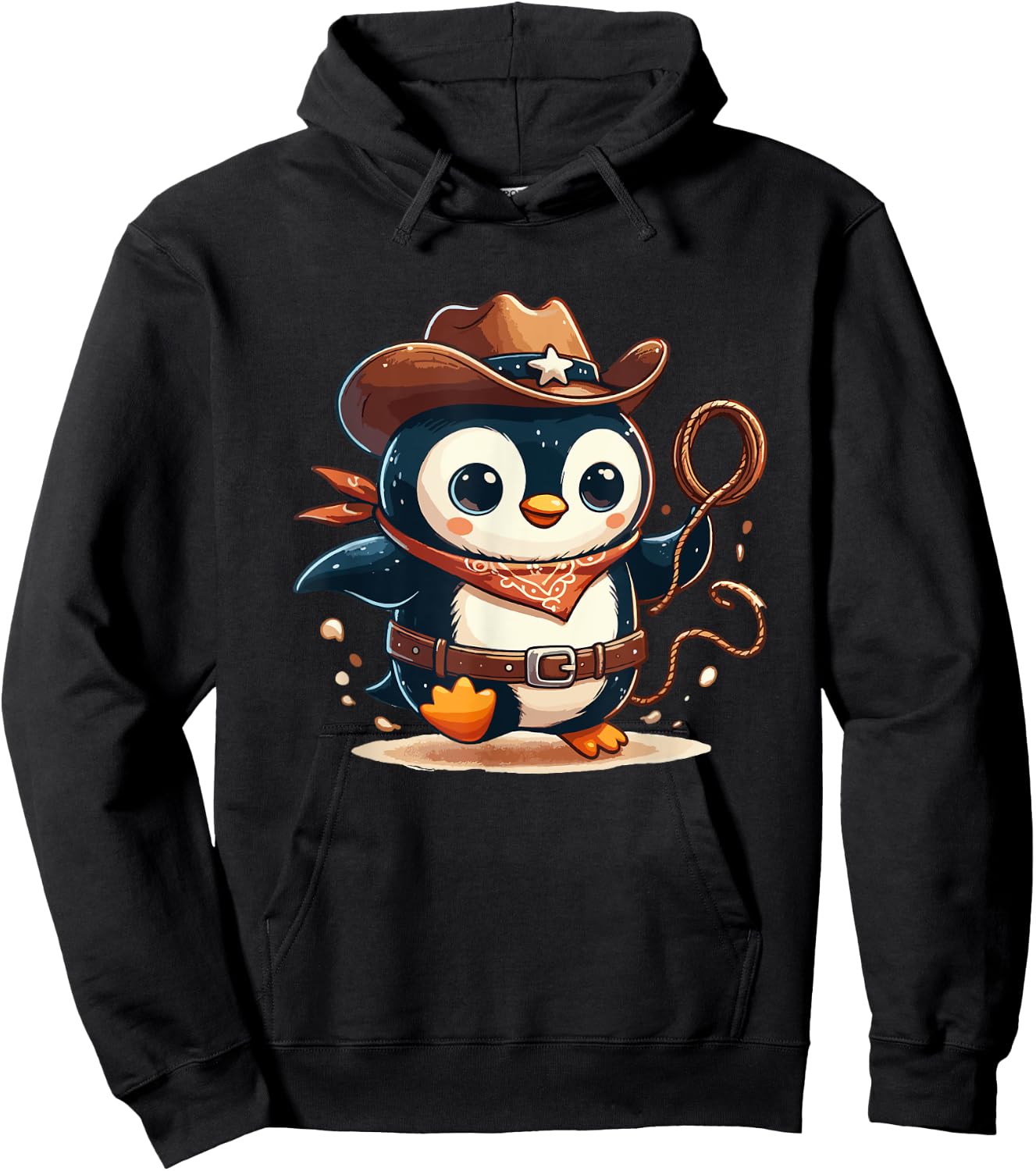 Western Rodeo Cowboy Hat Penguin Texas Animals Hoodie - Hoodie | Black