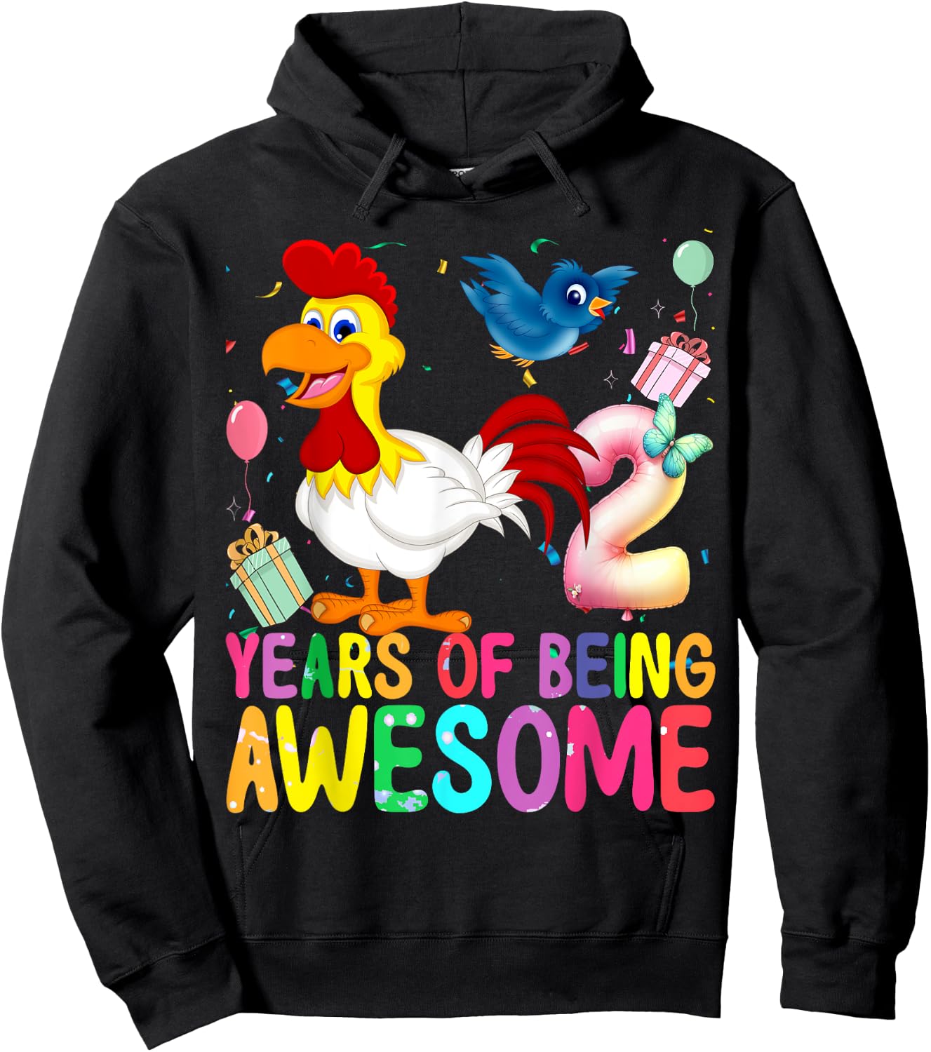 2 Years Old Chicken 2th Birthday Girl Chicken Party Hoodie - Hoodie | Black