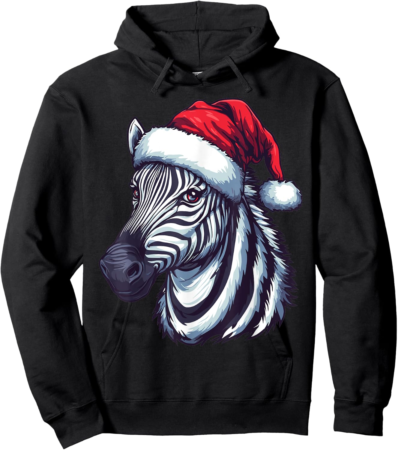 Zebra Santa Hat Funny Xmas Zebra Lovers Christmas Pajama Hoodie - Hoodie | Black